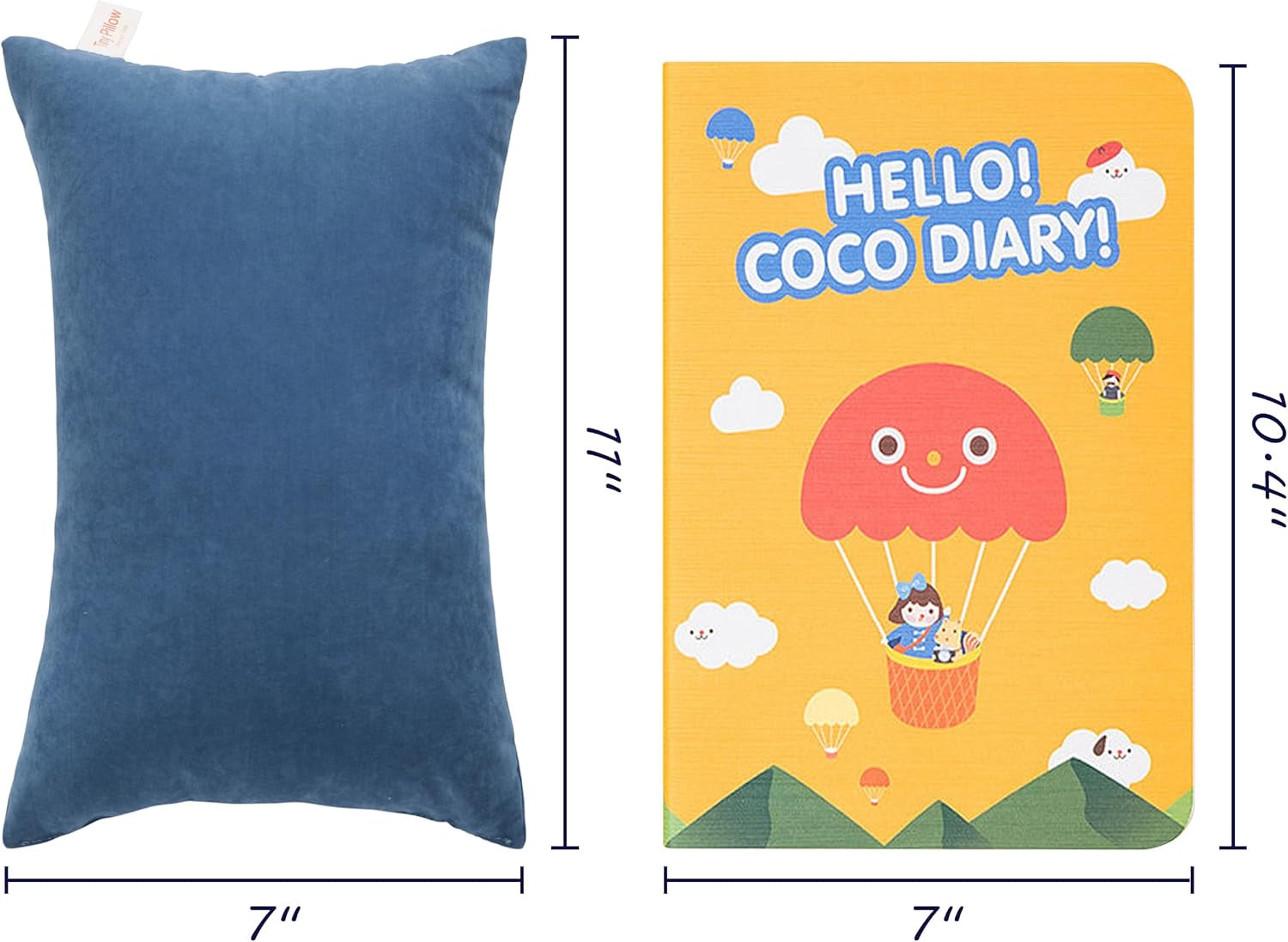 2 Pack Microfiber Tiny Pillows, 11X7 Inches, Mini for Sleeping and Traveling, Washable, Soft Small Travel Nap Pillows, Denim Blue