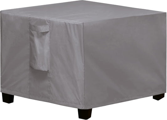 Square Patio Ottoman Cover, Waterproof Outdoor Ottoman Cover, Fade Resistant Patio Side Table Cover, Durable Outdoor Furniture Covers with Sealed Seam (25"X25"X17", Grey)