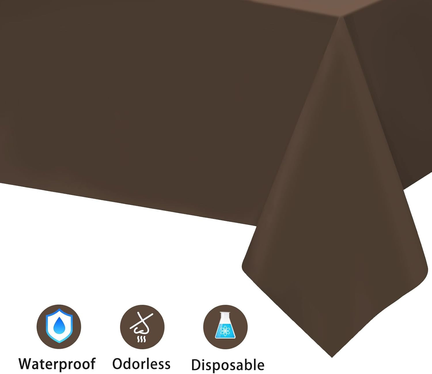 2PCS Brown Plastic Tablecloths 54 X 108 Inch, Disposable Table Cloths Rectangle Party Table Covers