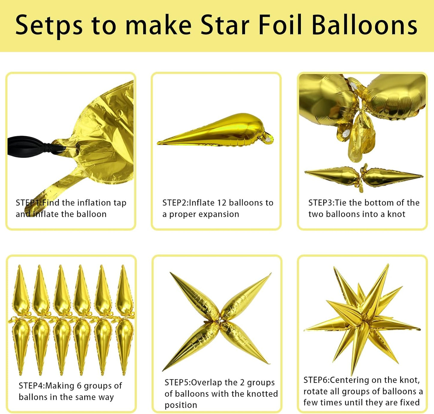 60 Pcs Star Balloons Foil Explosion Balloon Large Mylar Balloons Bulk Party Decoration for Birthday Wedding Anniversary Graduation Baby Shower Gender Reveal Christmas New Year