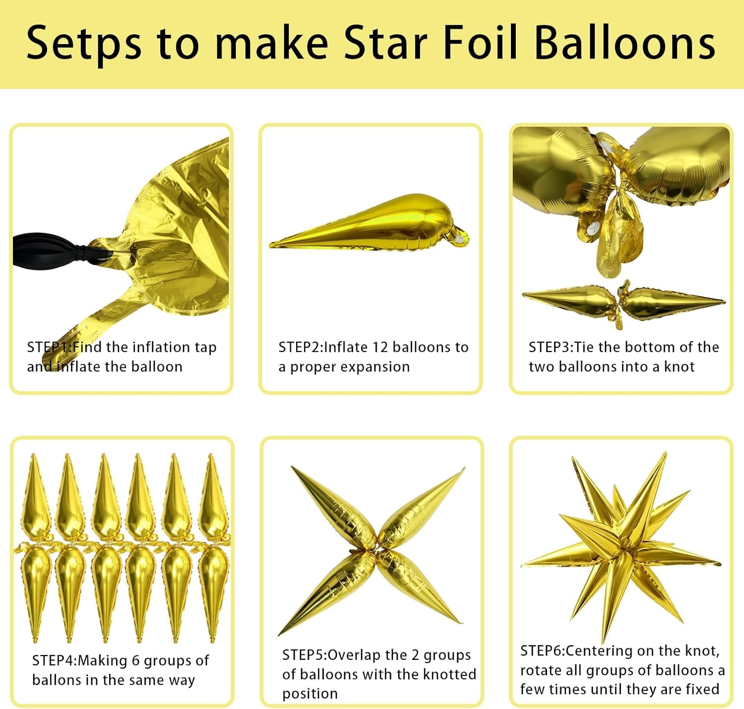 60 Pcs Star Balloons Foil Explosion Balloon Large Mylar Balloons Bulk Party Decoration for Birthday Wedding Anniversary Graduation Baby Shower Gender Reveal Christmas New Year