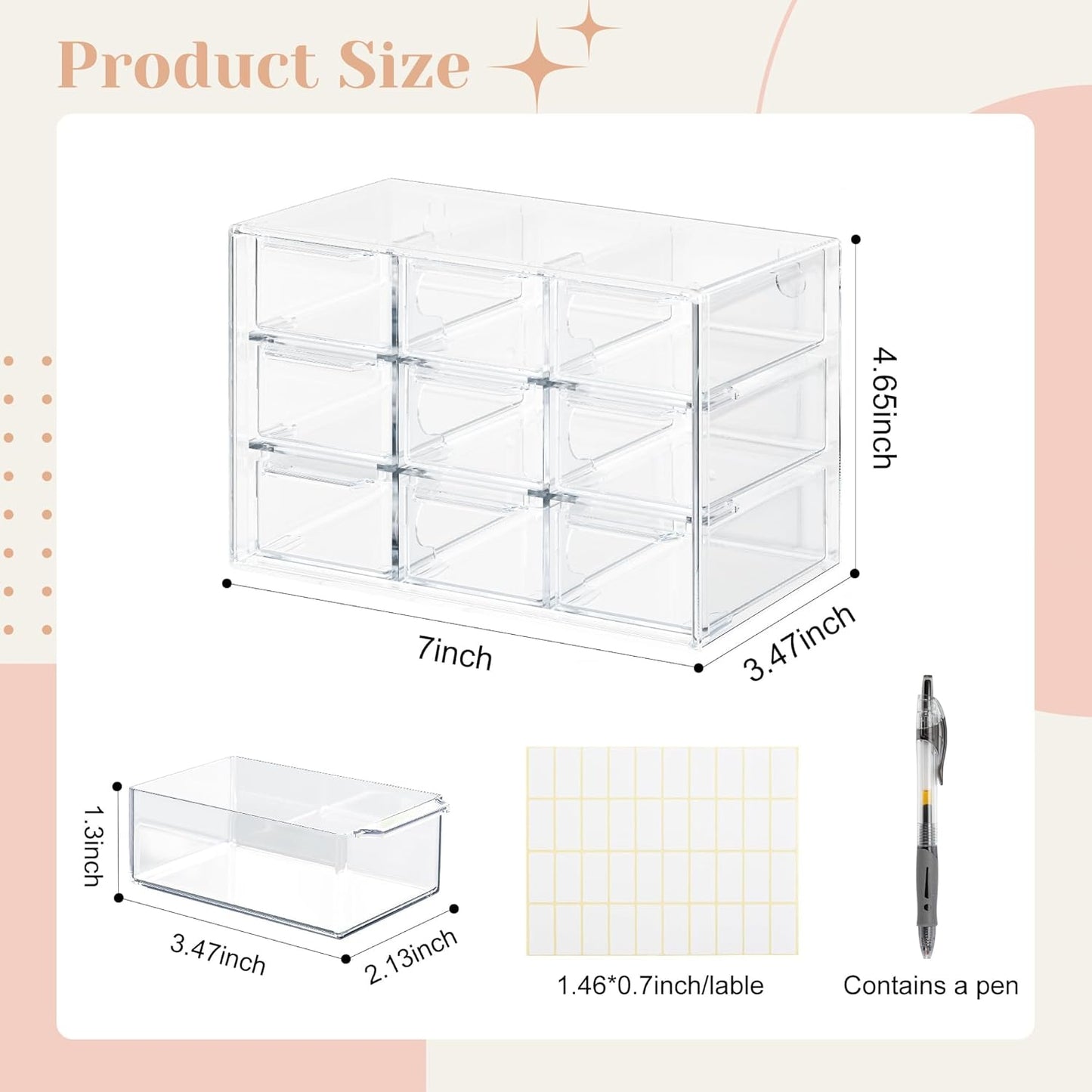 Small Drawer Organizer, Small Clear Plastic Storage Drawers, Mini Ducks, Silicone Beads, Teacher Toolbox, Bead Organizer, Box for Office Home Room Jewelry Cosmetics