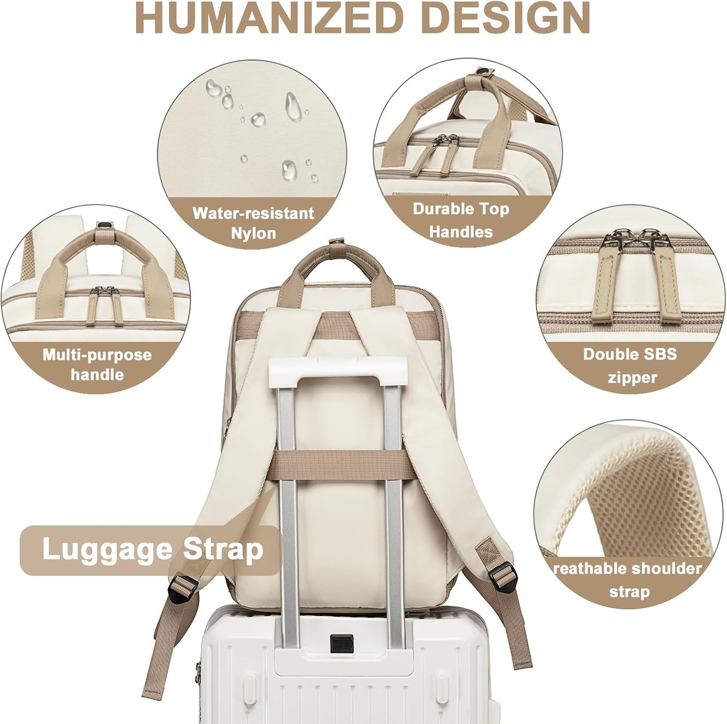 Laptop Backpack for Women Water Resistant Carry on Backpack Work Business Travel Bookbag Fashion College Schoolbag Fits 15.6 Inch Laptop Bag