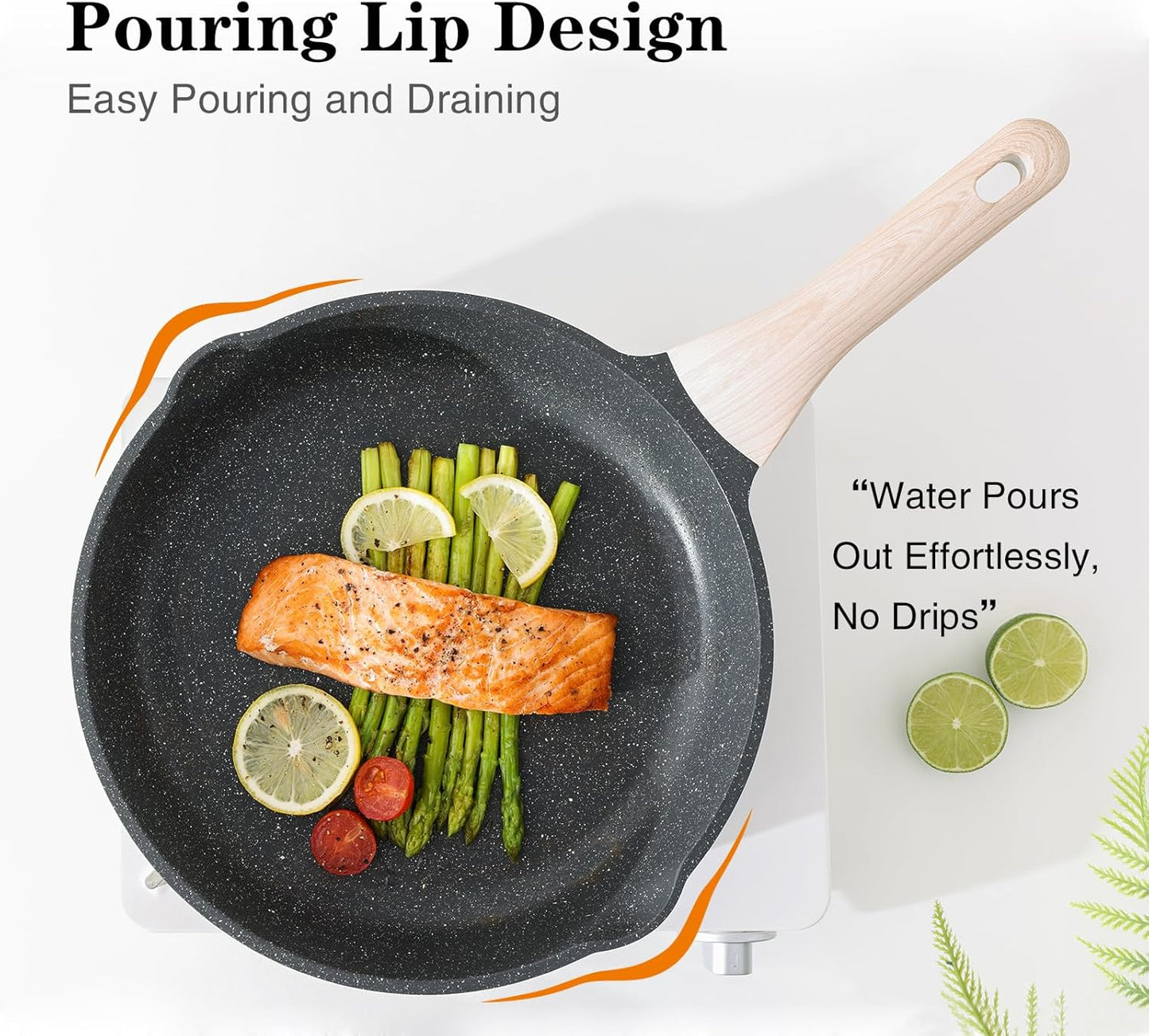 Nonstick Frying Pan Set with Lids, 3 Piece Skillet Set, Healthy Induction Cooking Pan, Stay-Cool Handle, Compatible with All Stovetops, PFOA Free (8, 9.5, 11 Inch)