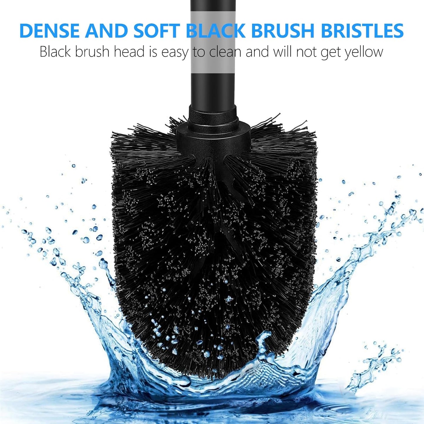 Toilet Brush, Compact Size Toilet Bowl Brush and Holder Toilet Brushes for Bathroom with Stainless Steel Handle Toilet Cleaner Brush with Durable Scrubbing Bristles, Splash-Proof