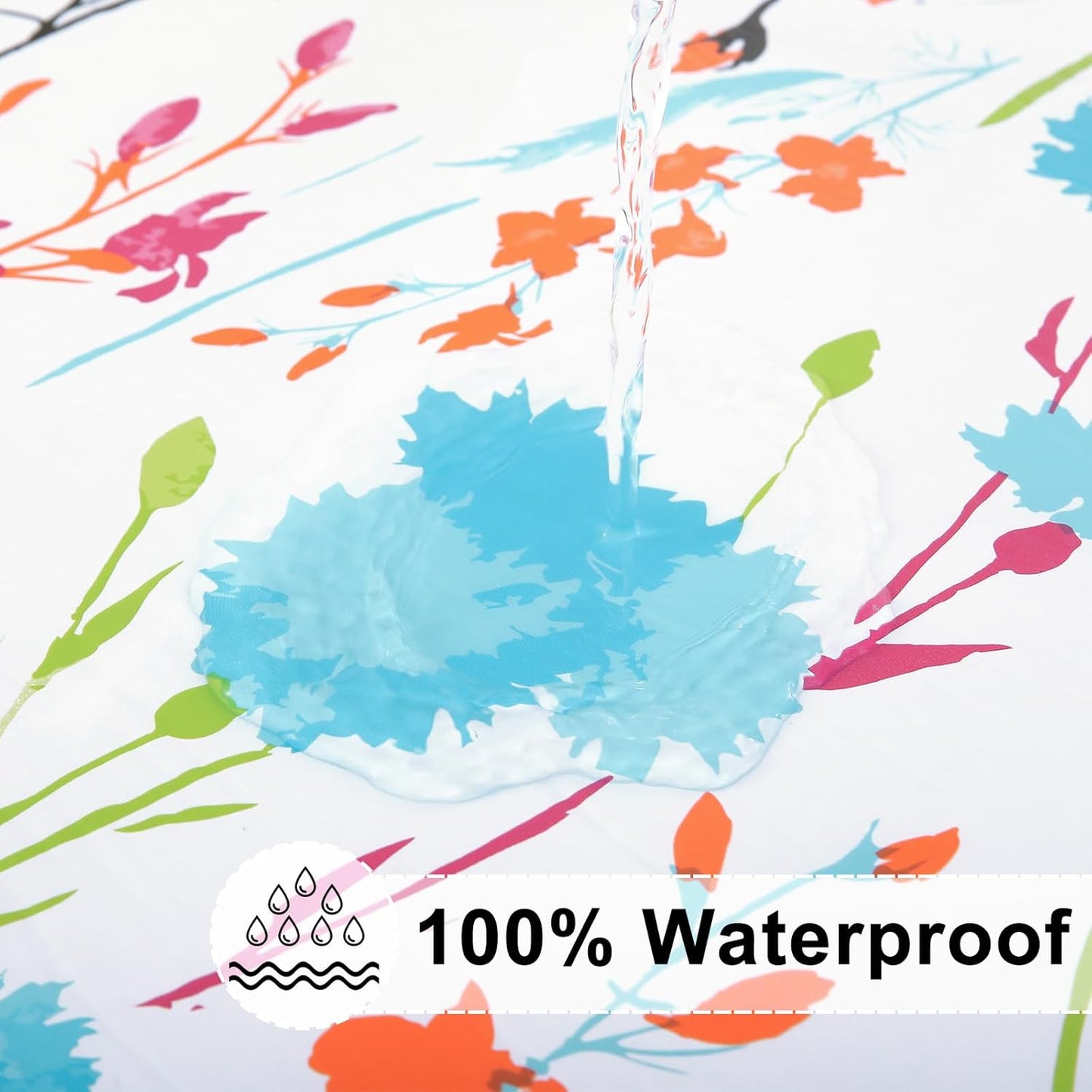 round Fitted Tablecloth with Elastic Edge, 100% Waterproof Oil Proof Plastic Table Cover, Vinyl Flannel Backed Tablecloth Fits 36"-44" round Tables for Dinner, Outdoor, Picnic, Flowers