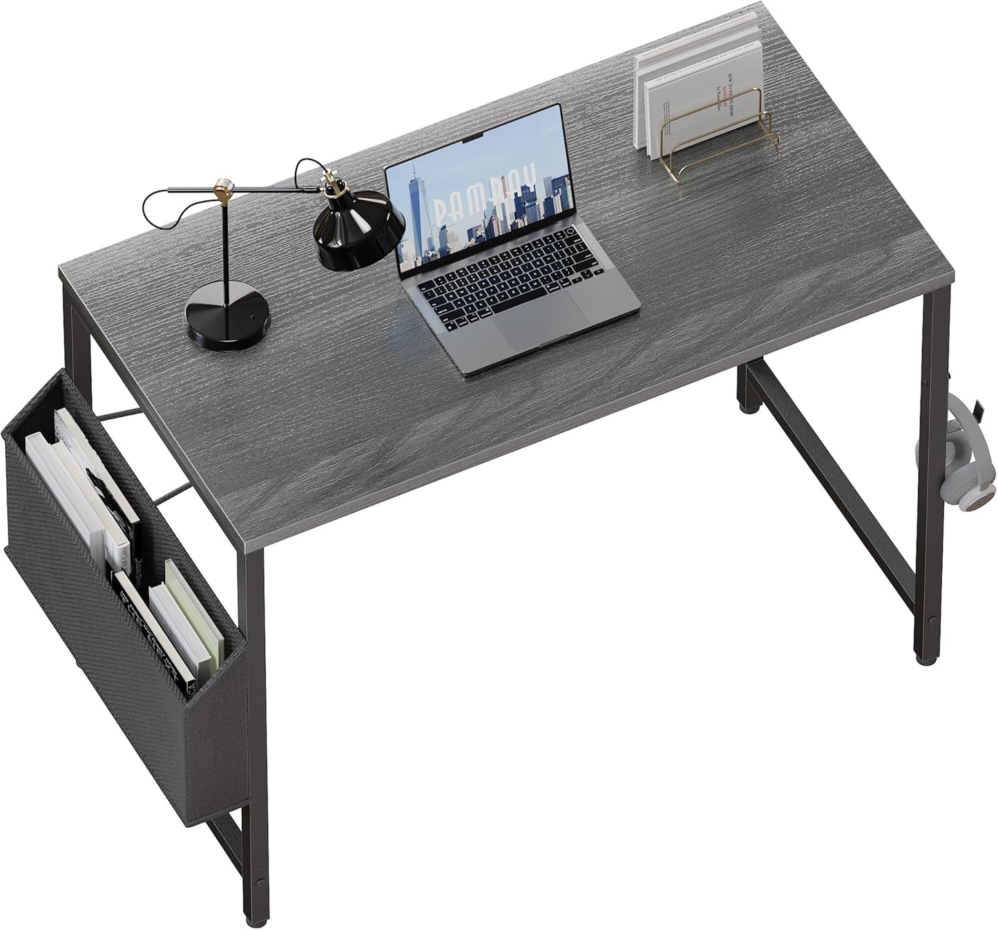 32 Inch Computer Desk for Small Spaces with Storage Bag, Home Office Work Desk with Headphone Hook, Small Office Desk Study Writing Table