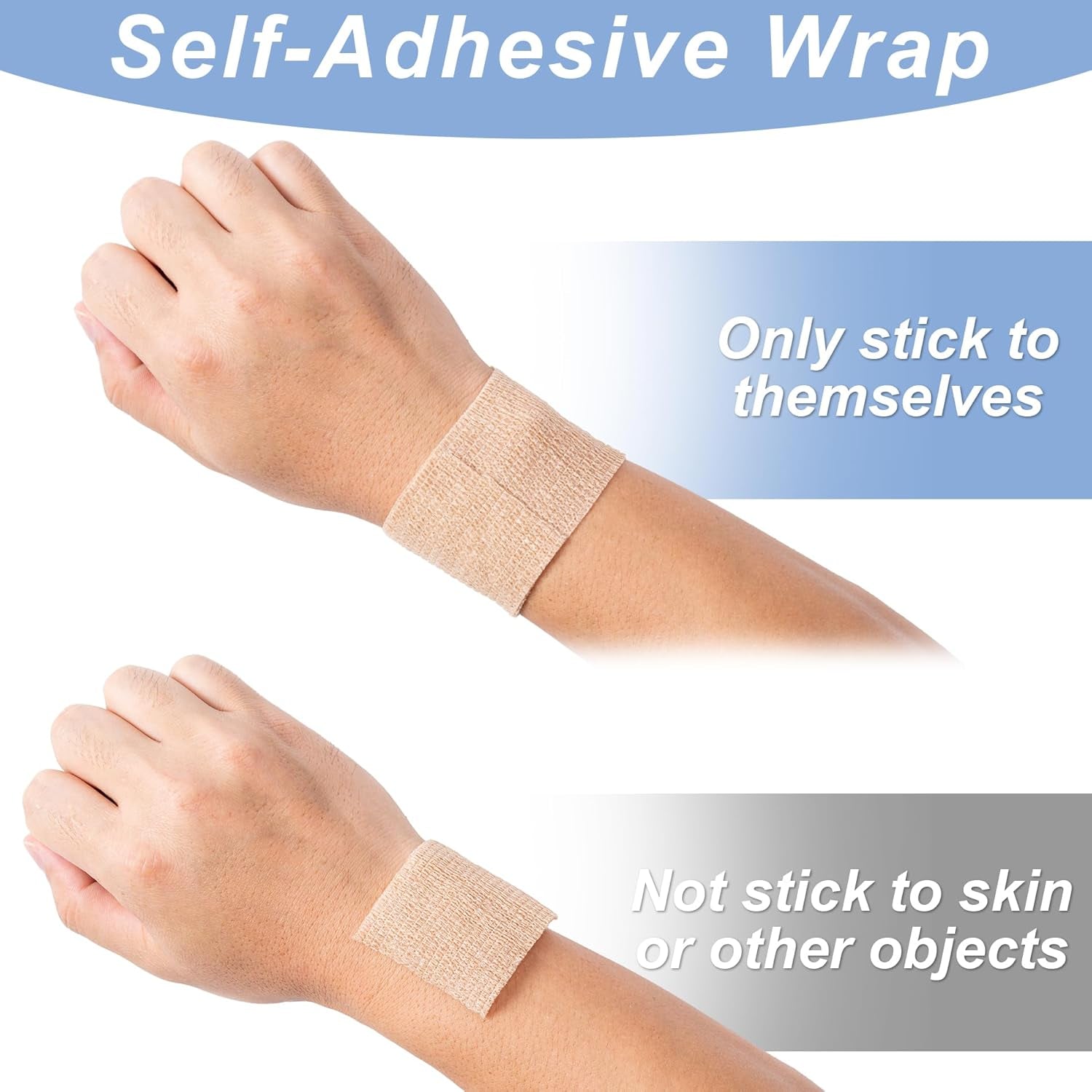 16 Pack Self Adhesive Bandage Wraps,2" X 5 Yards Non-Woven Elastic Cohesive Bandage Wrap, Color Athletic Tape for Wrist, Vet Wrap, Ankle Tape (Multicolour)