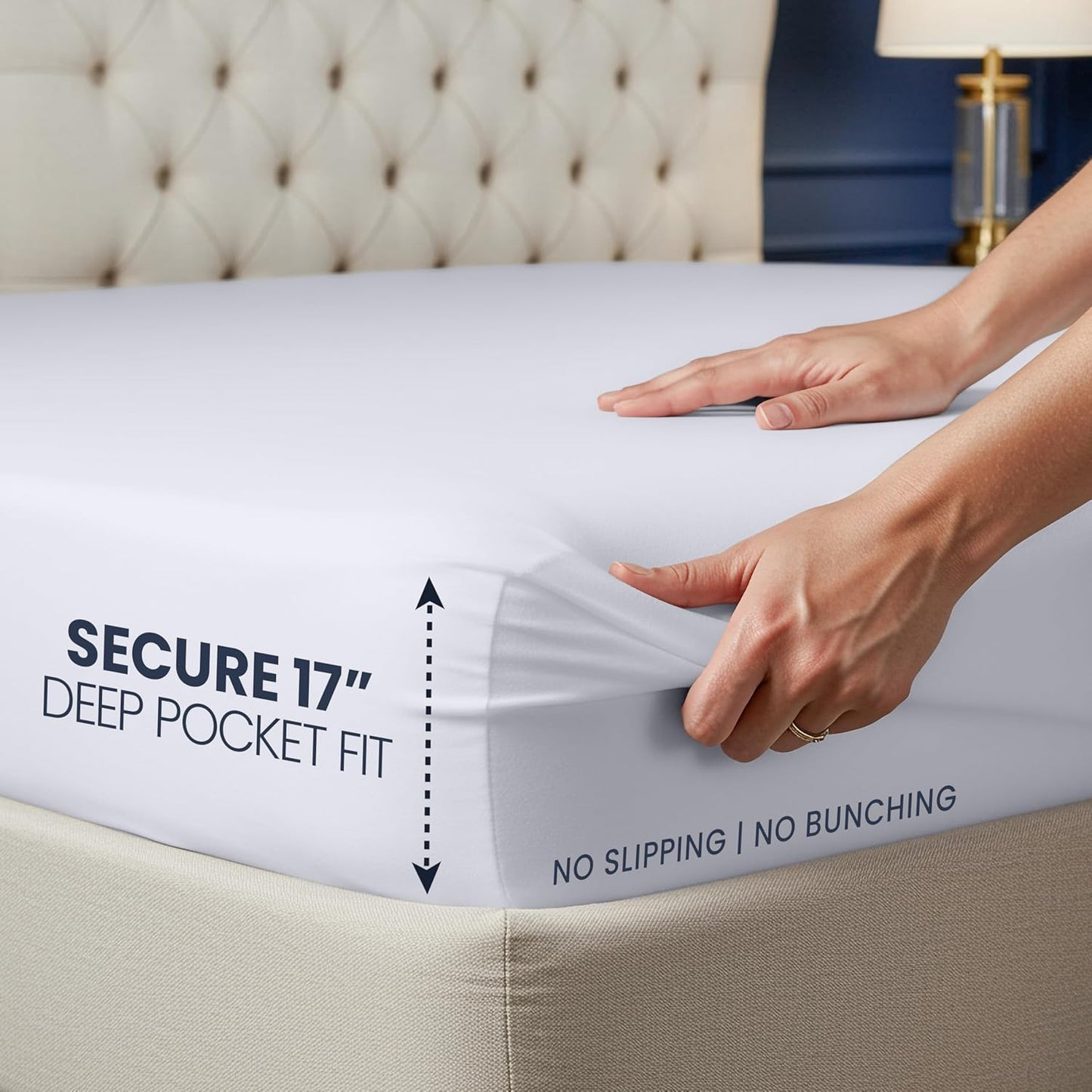 Waterproof 5-Sided Mattress Protector Queen Size, Premium Breathable Mattress Cover, Fitted Style with Stretchable Pockets (White)