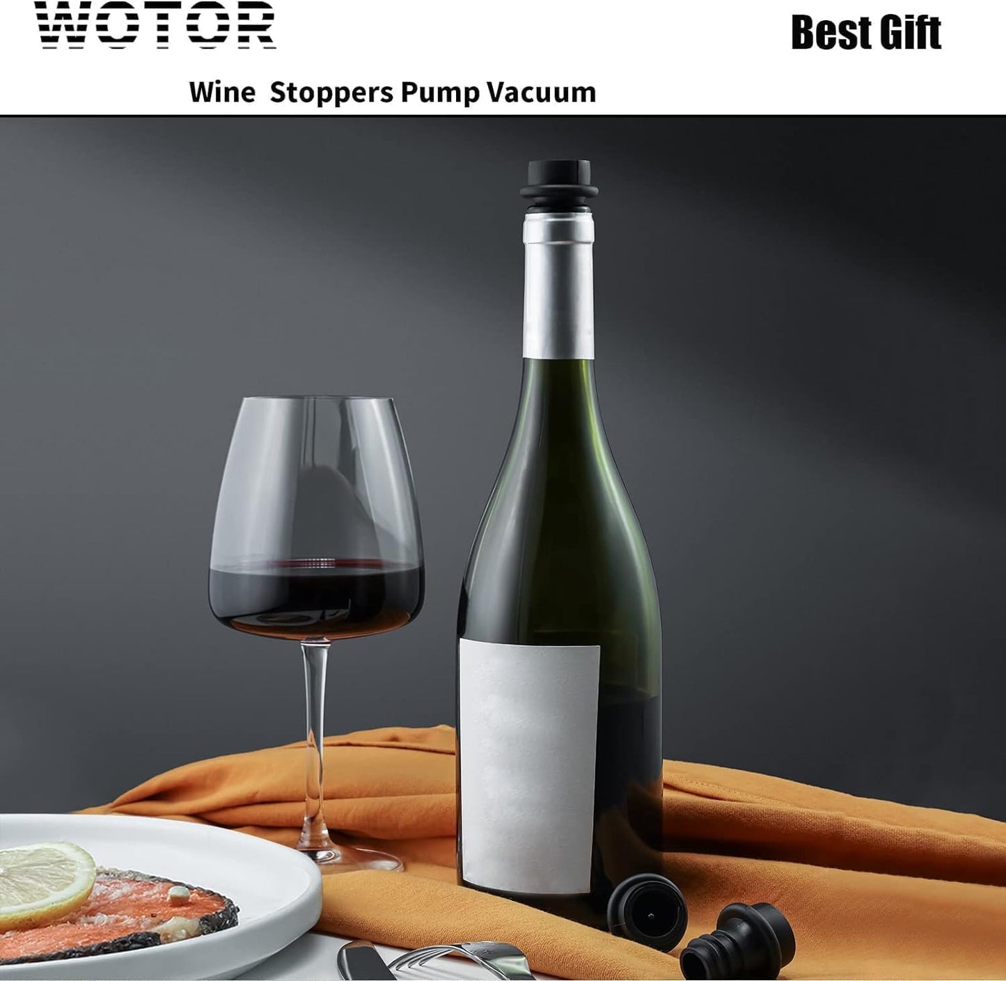 Wine Stoppers Vacuum, Silicone Wine Saver & Preserver, Reusable Bottle Sealer, Keep Fresh (Black, 12 Pieces)