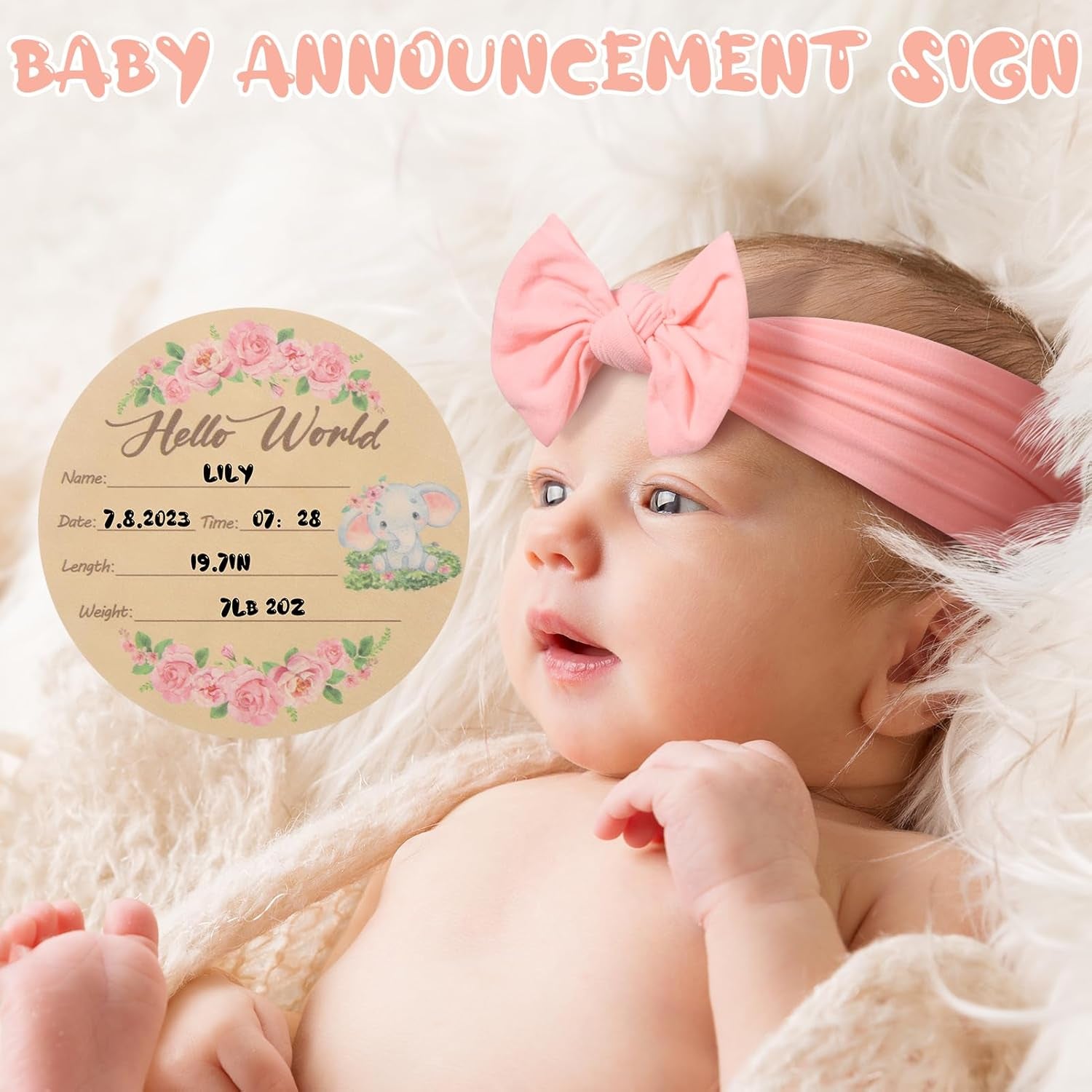 Baby Milestone Blanket Monthly Milestone Blankets for Baby Girls Newborn Baby Blankets Photography Background Fleece Blankets with Wooden Signs, Frames, Bow Headband 50X39 Inches