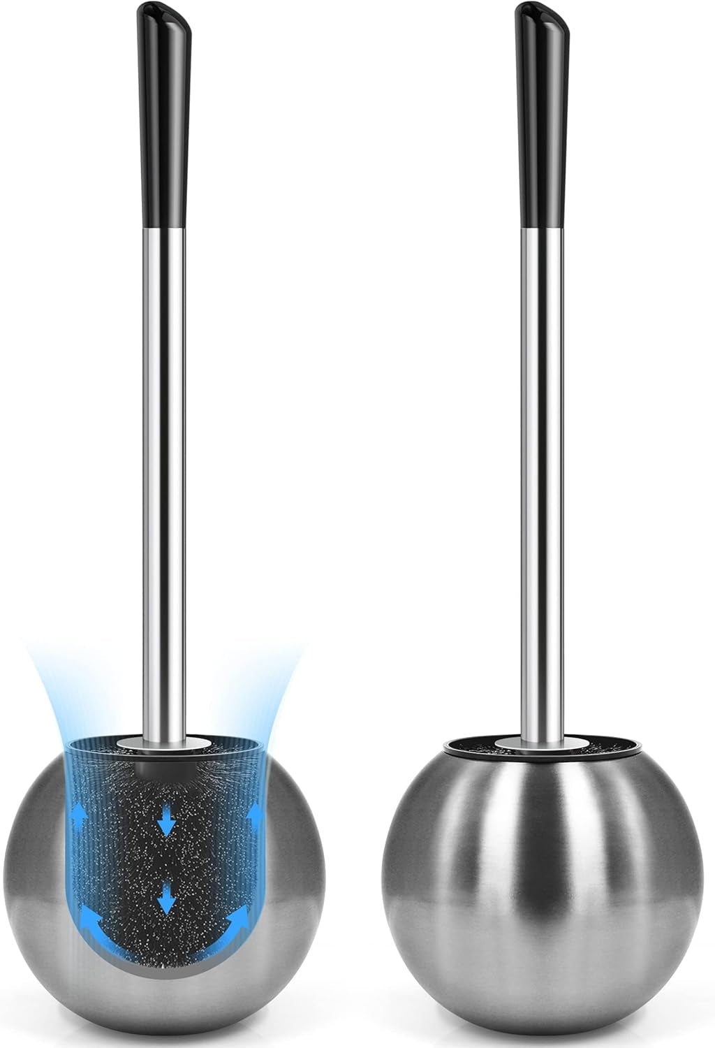 Toilet Brush and Holder Set, 304 Stainless Steel with Ergonomic Extended Handle - Durable and Practical Bathroom Cleaning Solution