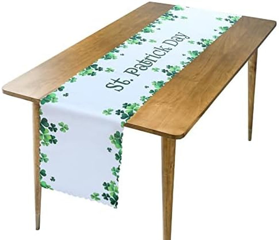 St Patricks Day Table Runner - 14 X 72 Inches Green Kitchen Shamrock Table Runner for Party/Farmhouse/Home Decoration/Holiday/Dinning Table, 1 Piece