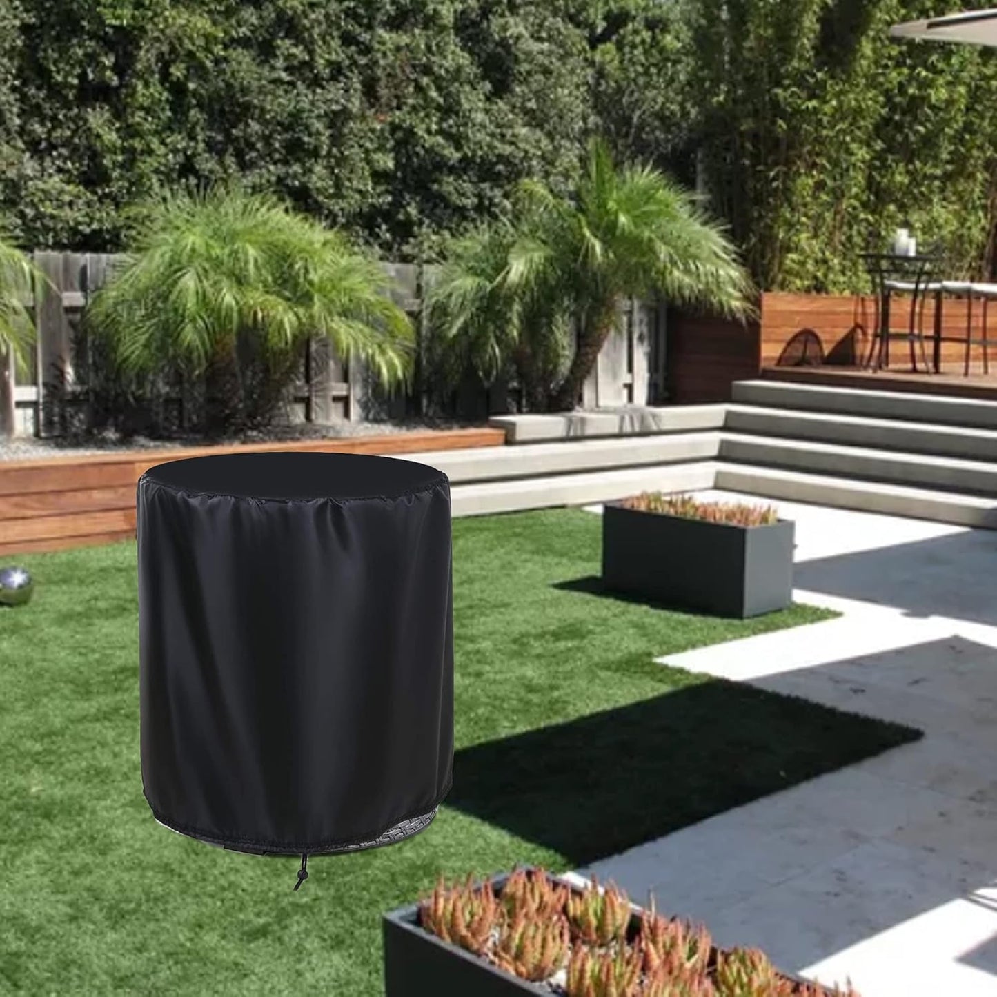 Patio Cooler Bar Table Cover, Outdoor round Beer Cooler Table Cover for Keter 7.5-Gal Cool Bar Table, Waterproof Outdoor Coffee Beverage Bins Cover with Drawstring(21" D X 23" H)