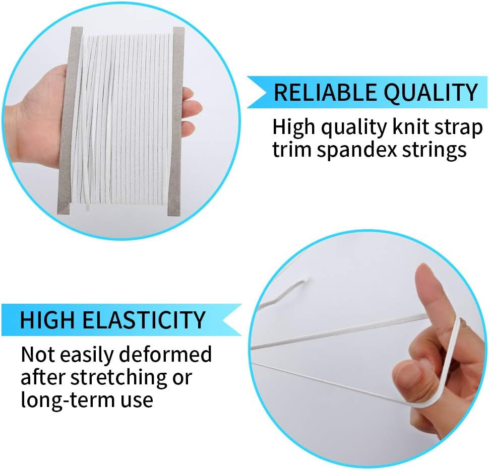 Elastic Band for Sewing, 1/8 Inch X 12 Yard High Elasticity Sewing Elastic Bands for Waistbands Pants Clothes and Crafts DIY, White