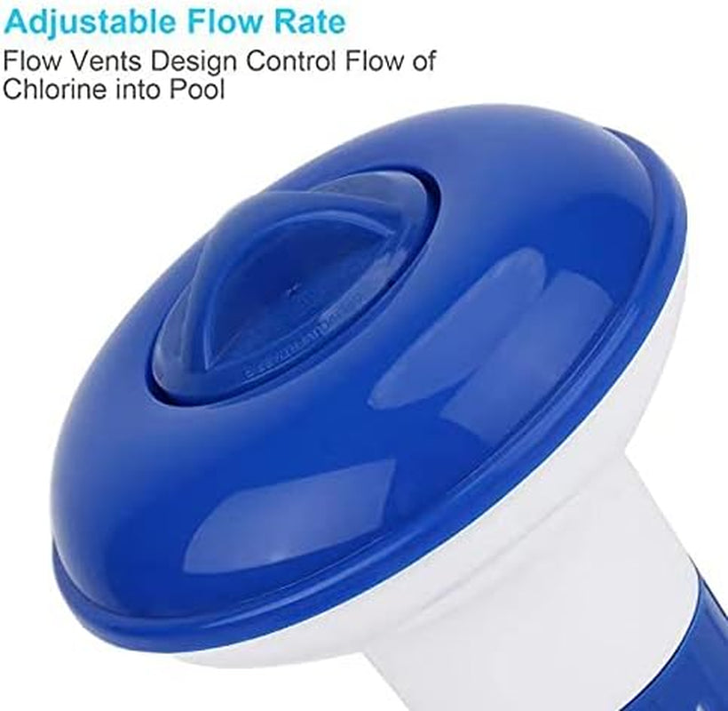 Premium Hot Tub/Spa/Pool Chlorine Floater Chlorinator/Bromine Floater, Chemical Floating Dispenser for Pools, 1.5 Inch Tablet Holder Automatic Tablets Floaters Blue with White 4.92*4.92*5.2Inch