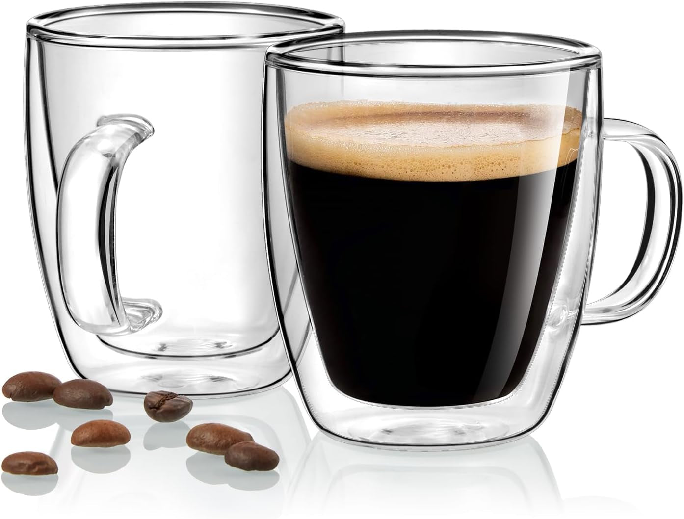 Espresso Cups Set of 2, 2.7 Ounces Double Wall Glass Espresso Cups, Clear Insulated Espresso Shots Cup for Espresso Accessories