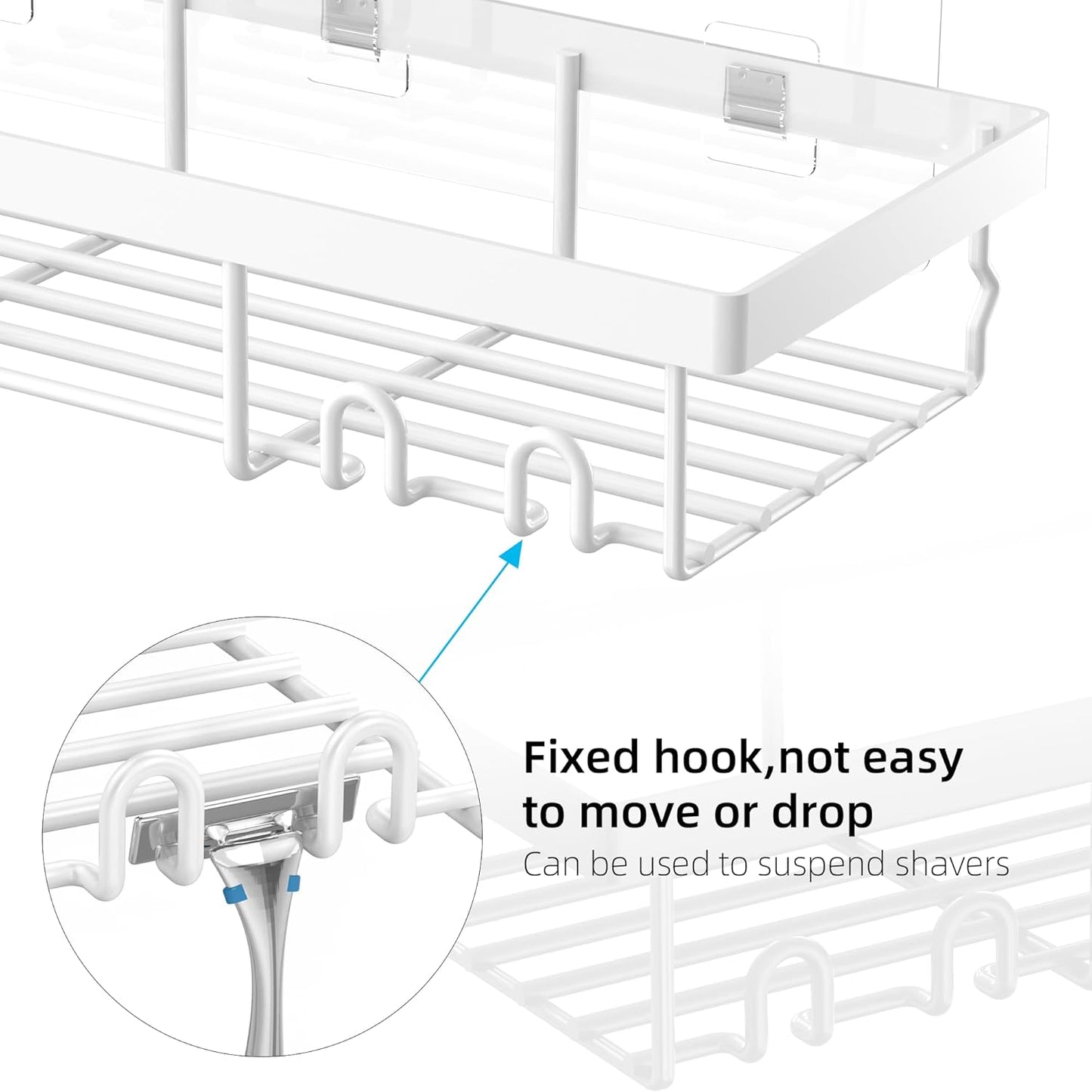 3-Pack Shower Caddy Basket Shelf with Soap Holder, No Drilling Traceless Adhesive Shower Wall Shelves, Rustproof White Bathroom Shower Storage Organizer