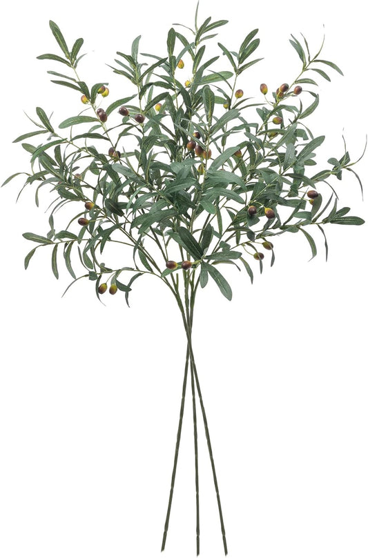 3 PCS 39" Fake Olive Tree Branches Olive Stems Large Tall Artificial Greenery Stems Bulk Faux Olive Branches for Vase Olive Leaves Plant Branch Greenery Decor