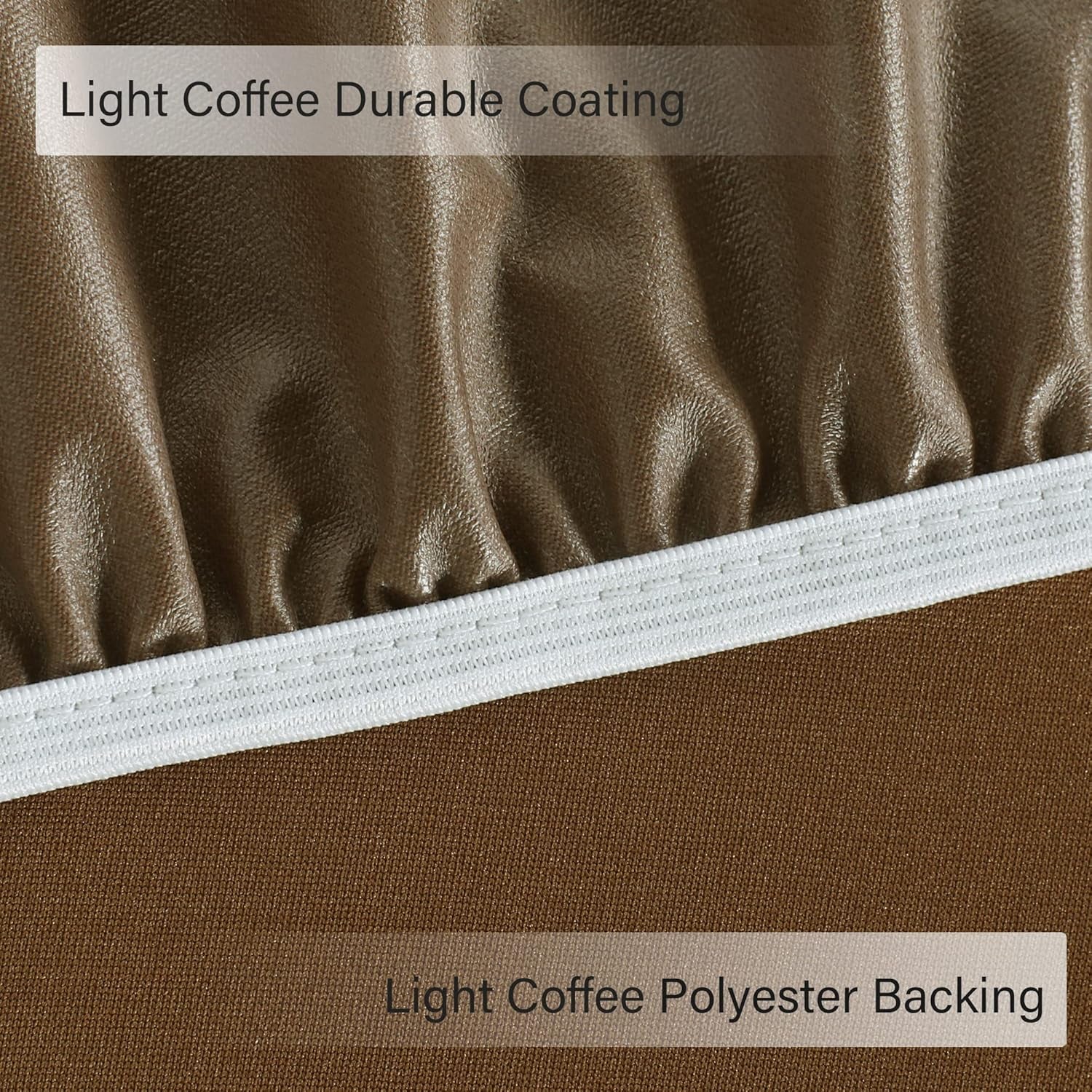 Fitted round Table Cloth, Reversible Waterproof Stain Resistant Elastic Stretch Tablecloth, Wipe Clean Table Cover for Outdoor/Indoor Use, Fits round Tables up to 40" - 44" Diameter, Coffee