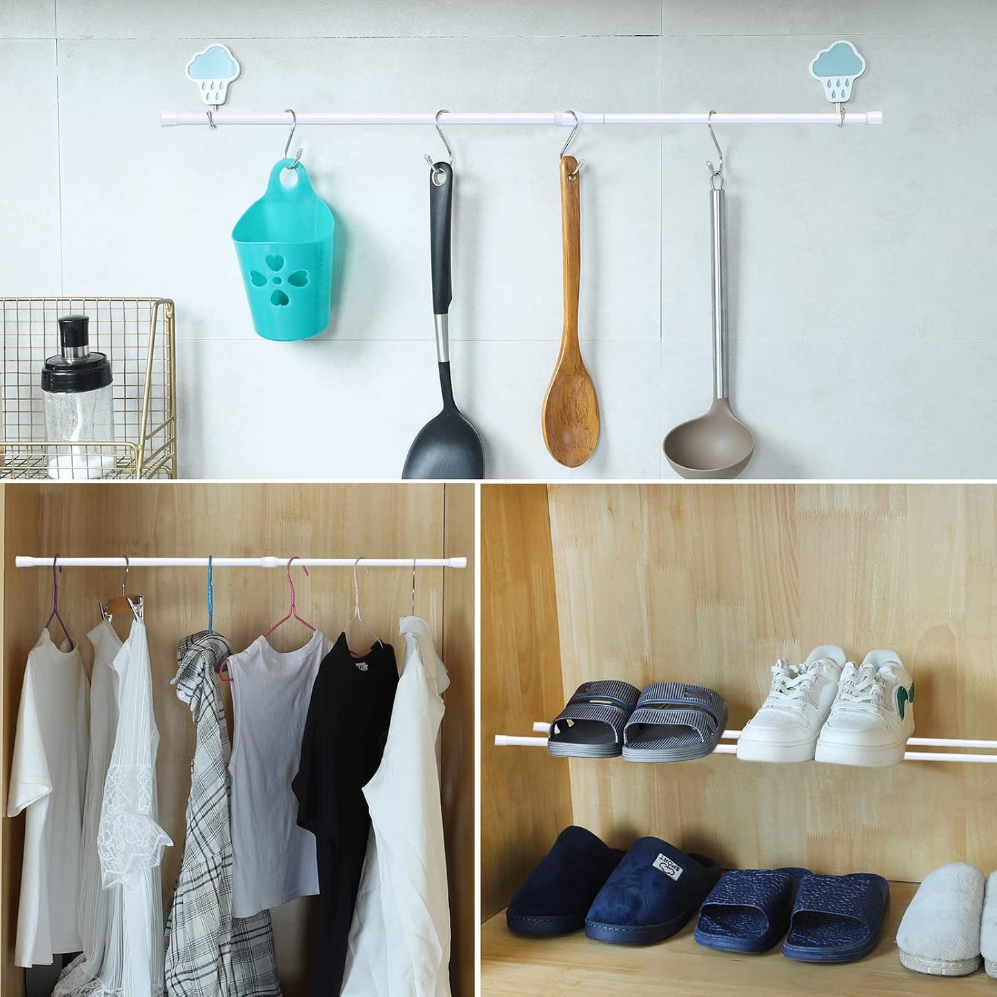 1Pcs Tension Curtain Rod Spring Tension Rod Short Curtian Rods No Drilling Expandable Spring Loaded Curtain Tension Rod Adjustable 26 to 39 Inch,Best Use Range 28 to 36 Inch,White