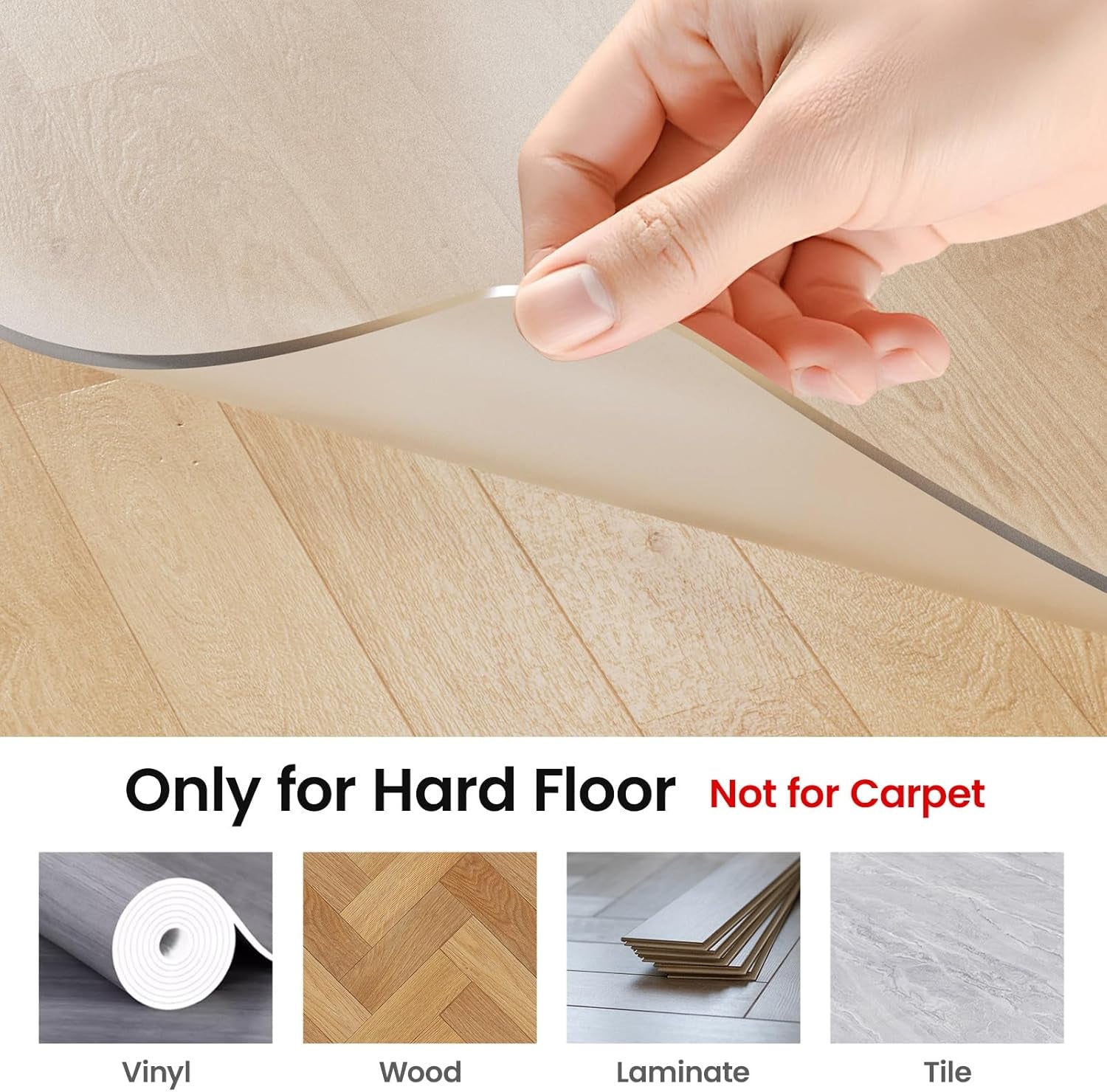 Office Chair Mat for Hardwood Floor, 36"×48" Clear Desk Chair Mat for Rolling Chairs, Computer Gaming Desk Mat, Floor Protector for Office & Home, Not for Carpet