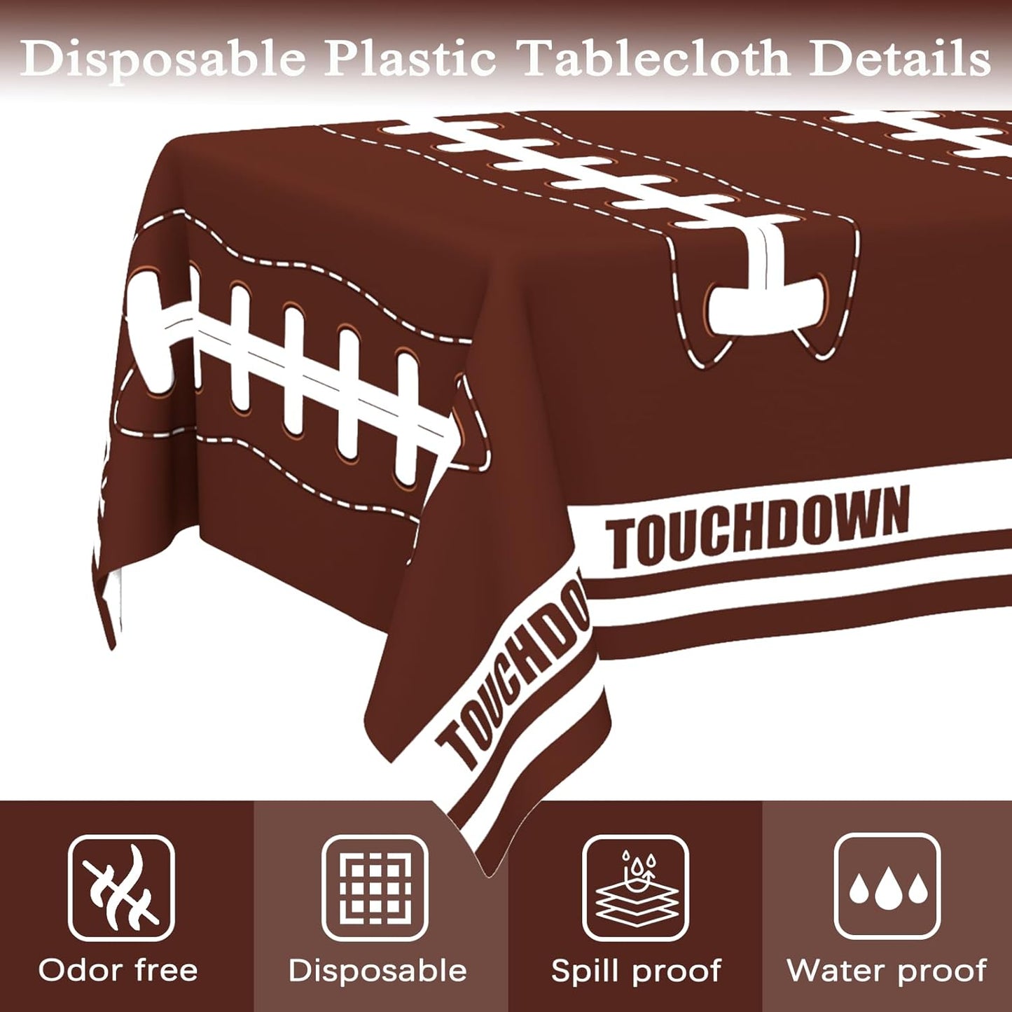 2 Pack Football Tablecloth Disposable Tablecloth Plastic Table Cover for Football Themed Games Birthday Party Decoration 54 X 108Inch