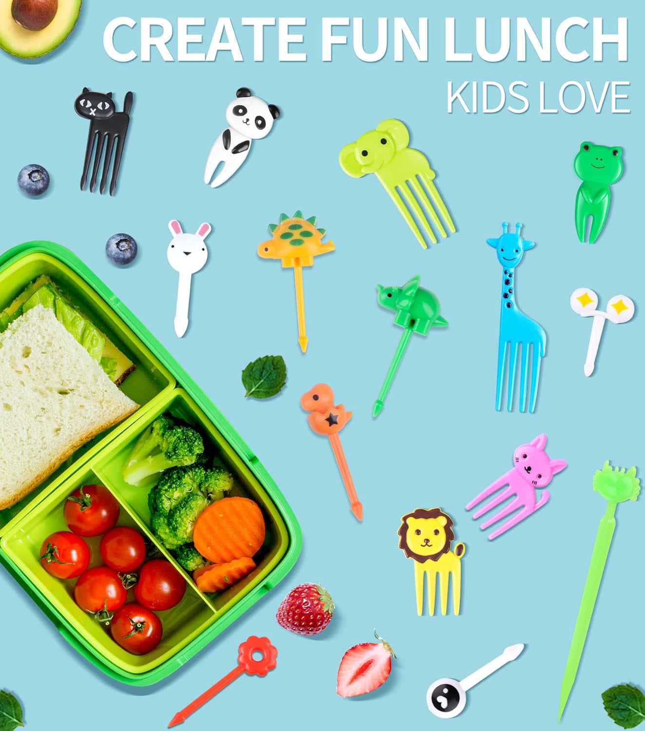 152PCS Animal Food Picks for Kids Lunch Accessories,  Fun Kids Food Picks for Picky Eaters, Reusable Fruit Toothpicks Toddler Food Pick, Cute Lunch Picks for Kids Bento Box Accessories