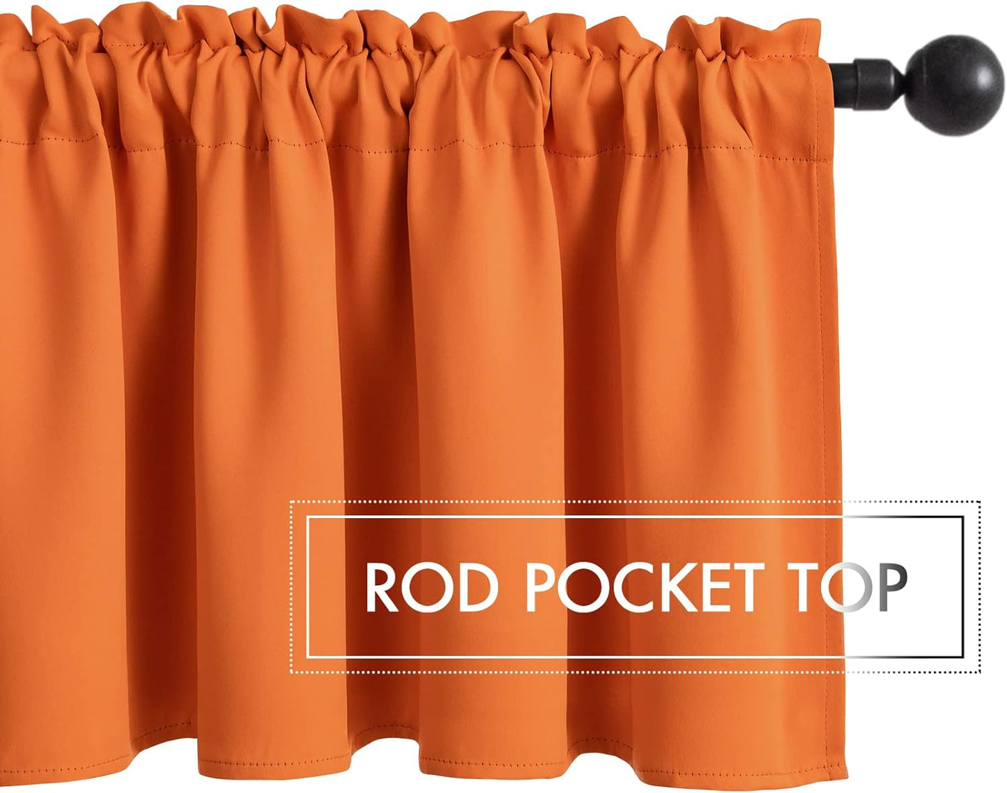 Fall Window Valance for Bedroom Living Room Kitchen Bathroom Energy Efficient Rod Pocket Curtain Valance 18 Inch, Thermal Insulated Window Treatment, One Panel, 42'' X 18'', Fall Burnt Orange