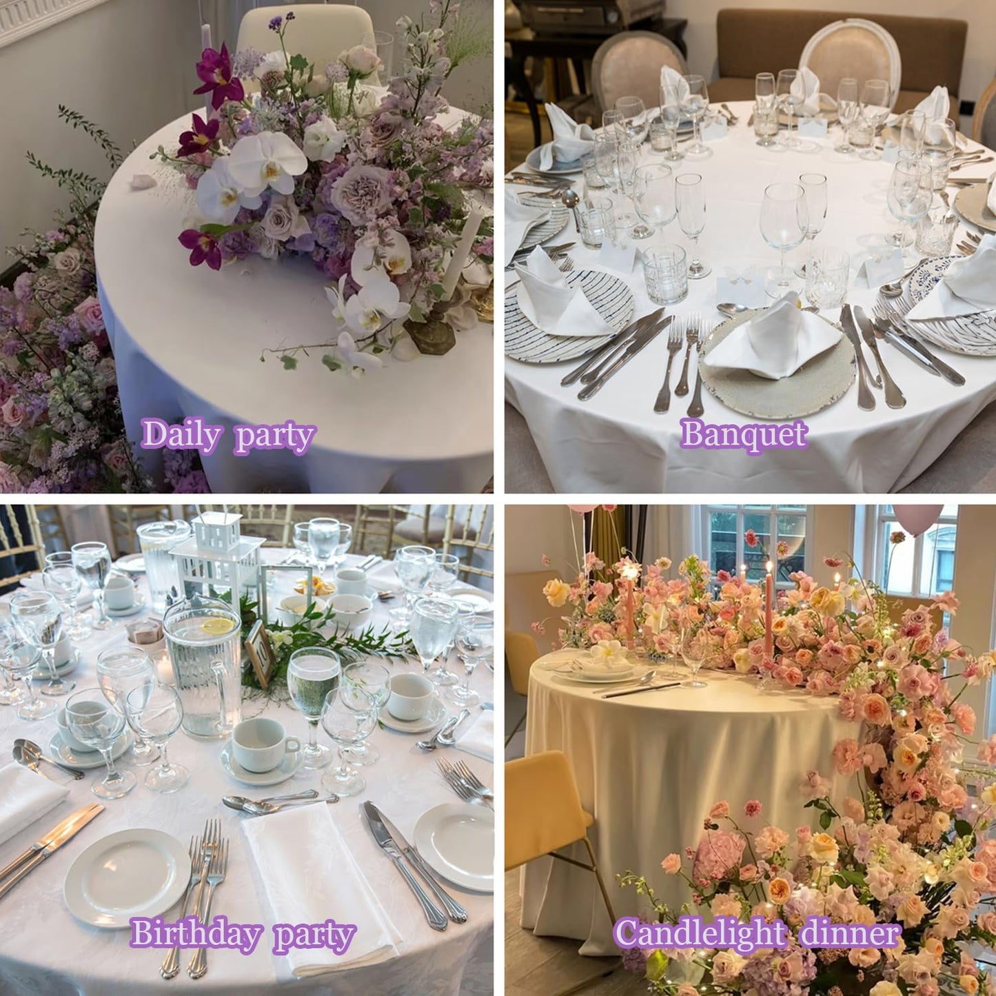 2 Packs White round Tablecloth 70 Inches White Polyester Table Cloths Circle Stain and Wrinkle Resistant Tablecloths for round Tables Washable Fabric Table Covers for Wedding Banquet Parties