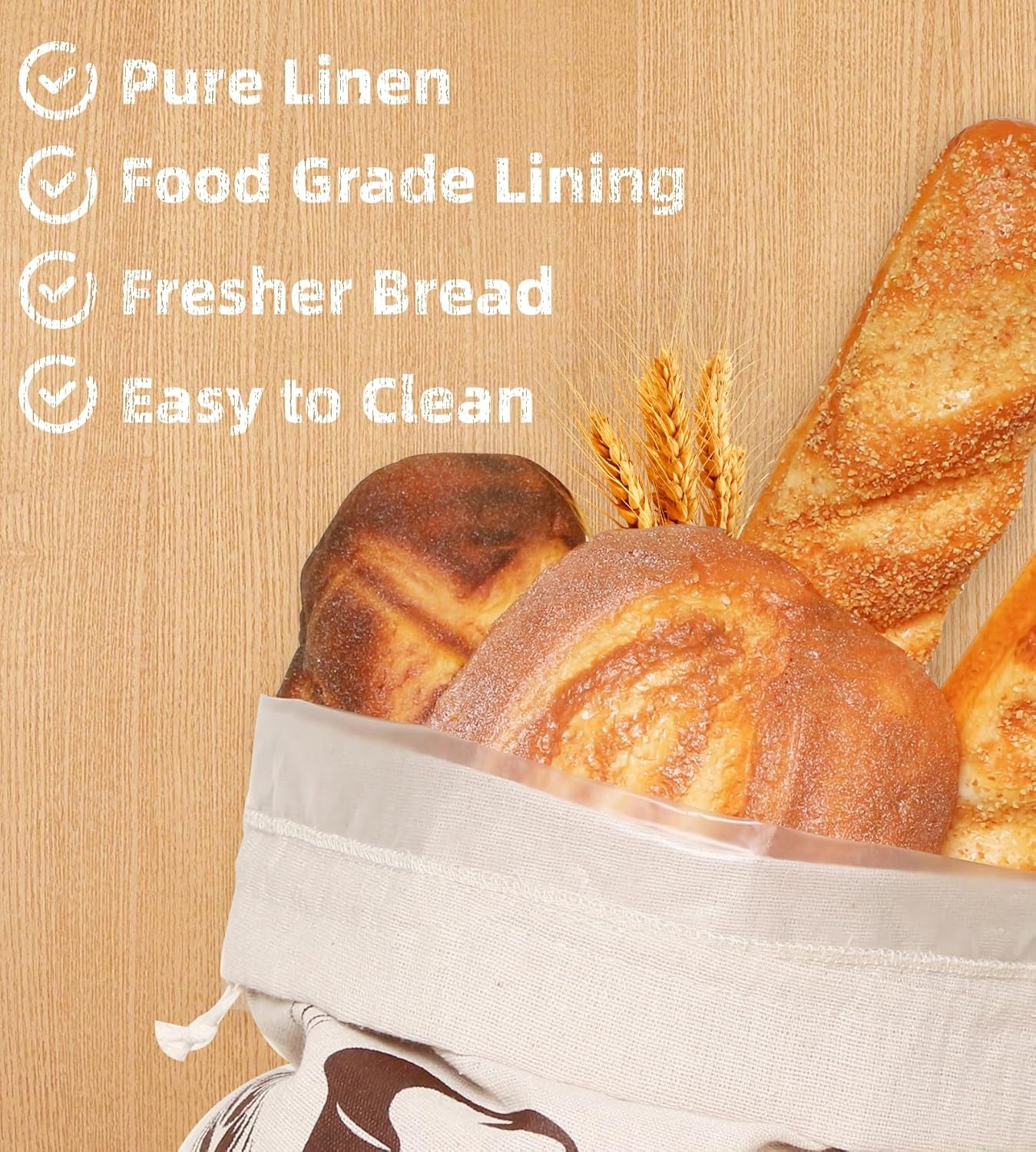 2 Pack Bread Bags for Homemade Bread Sourdough Organic Linen Sourdough Bread Bags 17" X 13" XL Reusable Linen Bread Baking Supplies Bread Storage Housewarming Gift