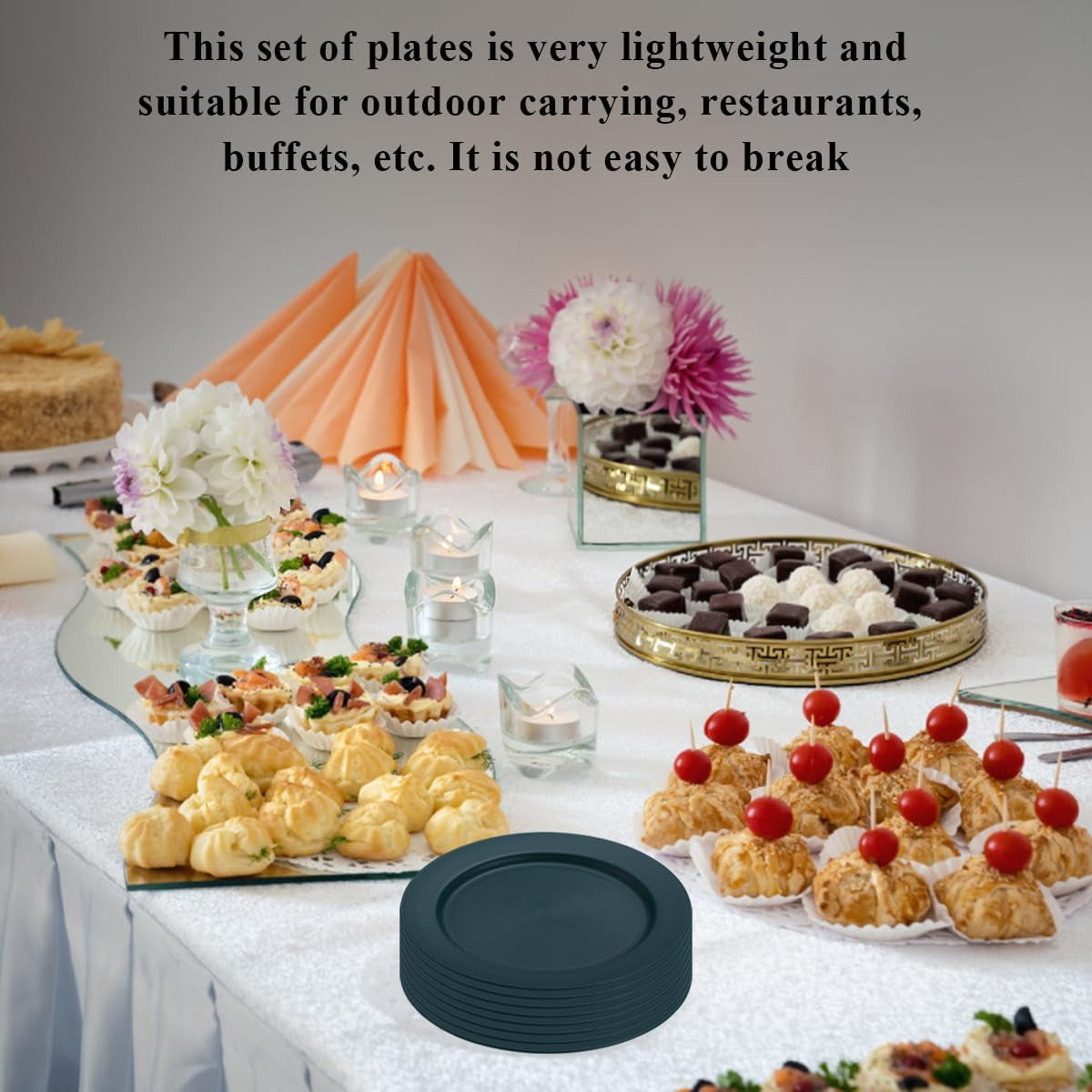Set of 8 Green Reusable 10" Plastic Plates - Versatile Dinnerware for Home, Garden, Picnic, Camping, and Outdoor Use
