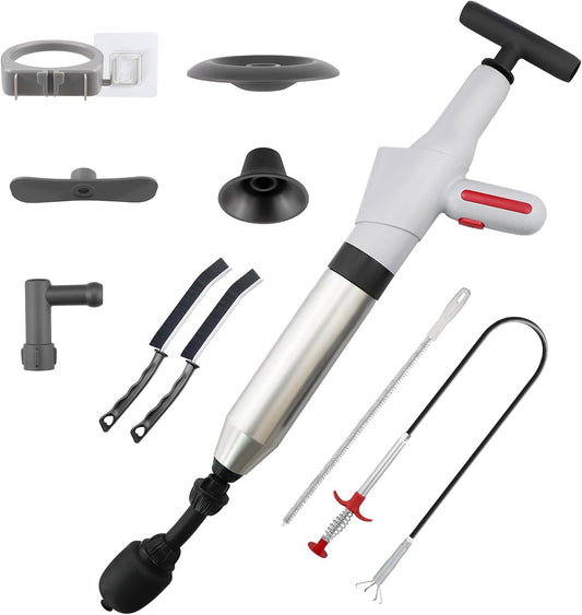 Toilet Plunger, Plungers for Bathroom Heavy Duty with Holder, Powerful Toilet Snake for Unclogging Plunger with Real-Time Pressure Indicator Plungers for Washbasin, Floor, Kitchen Clogged