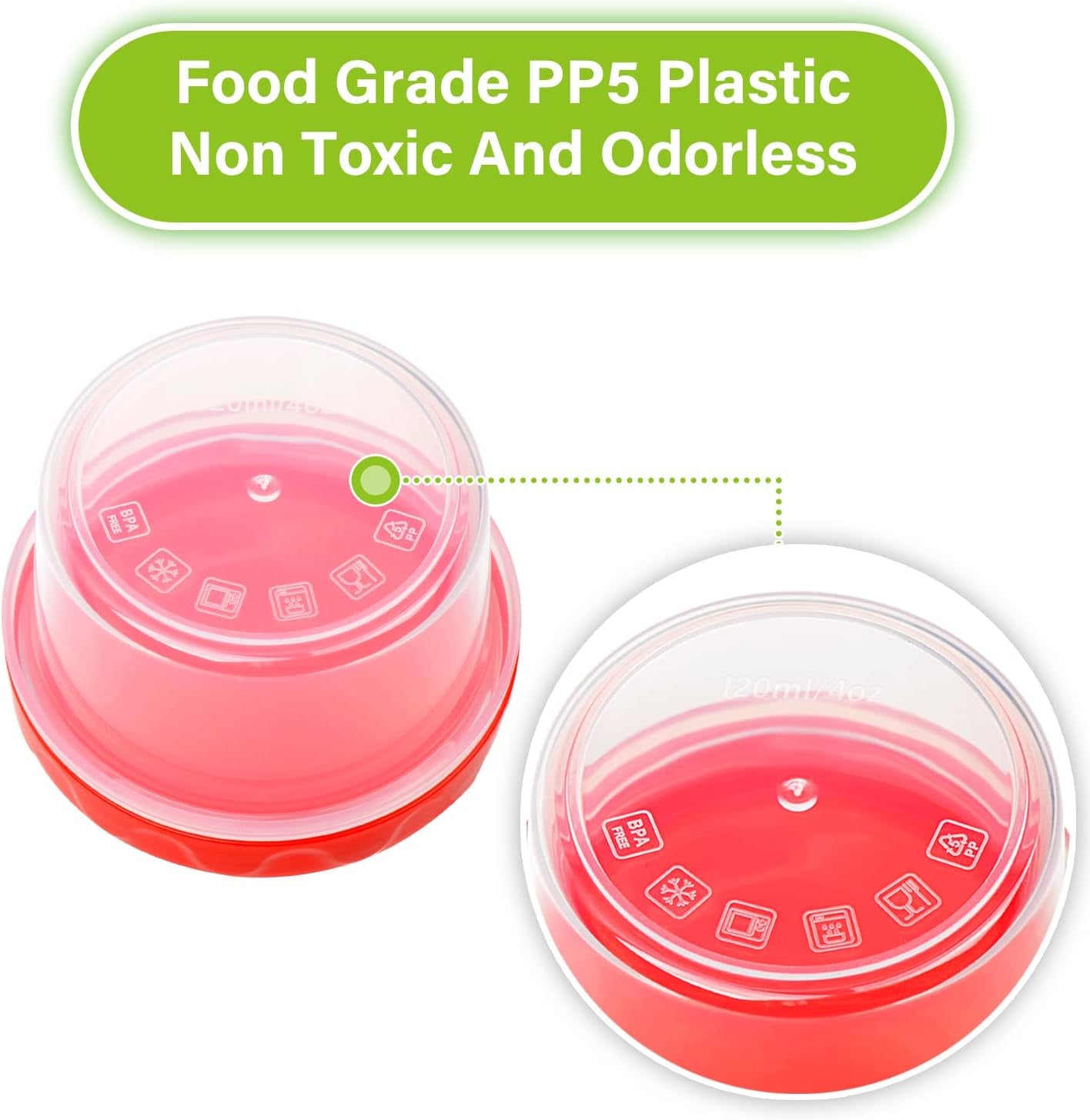 2 Oz Plastic Containers with Lids Small Salad Dressing Container to Go Condiment Sauce Dipping Cups Jars Airtight,6-Pack