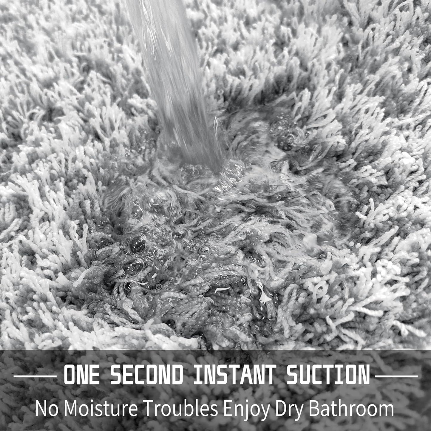 Bathroom Rugs Non Slip Washable 24X17, Ultra Soft and Water Absorbent Bath Mats, Plush Fluffy Shower Mat Outside, Microfiber Thick Matts for Bathroom Floor/Sink, Light Gray and White