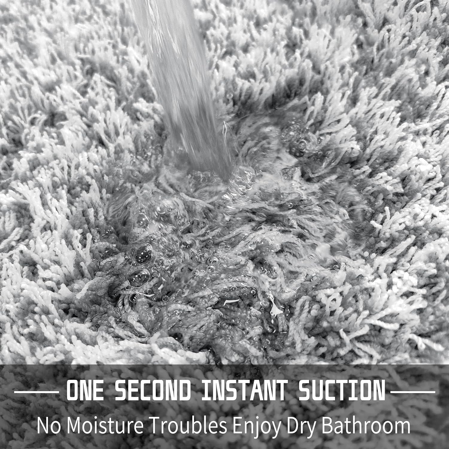 Bathroom Rugs Non Slip Washable 24X17, Ultra Soft and Water Absorbent Bath Mats, Plush Fluffy Shower Mat Outside, Microfiber Thick Matts for Bathroom Floor/Sink, Light Gray and White