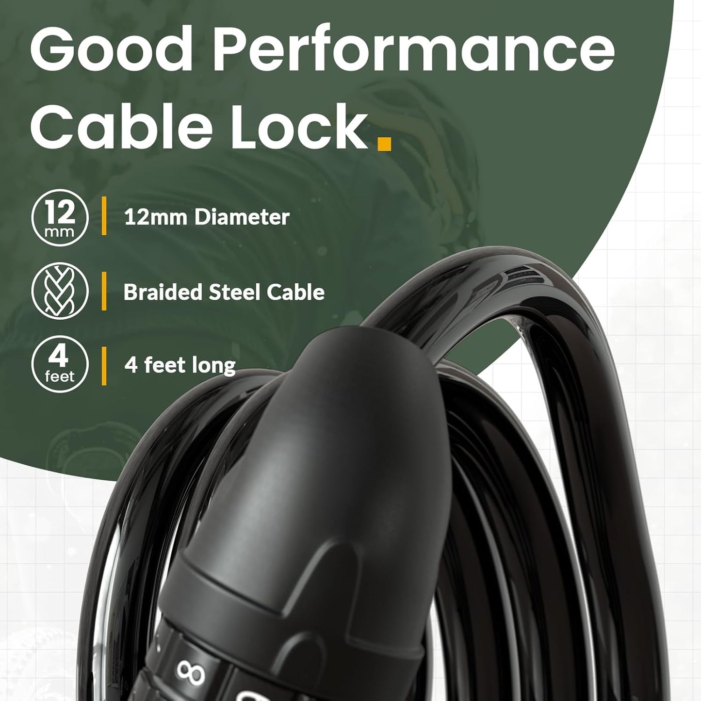 Bike Lock, Bicycle Lock 4 Feet Cable Lock 1/2 Inch Resettable Bike Lock Combination with Mounting Bracket, Bike Accessories for Bicycle, Electric Scooter, Motorcycle