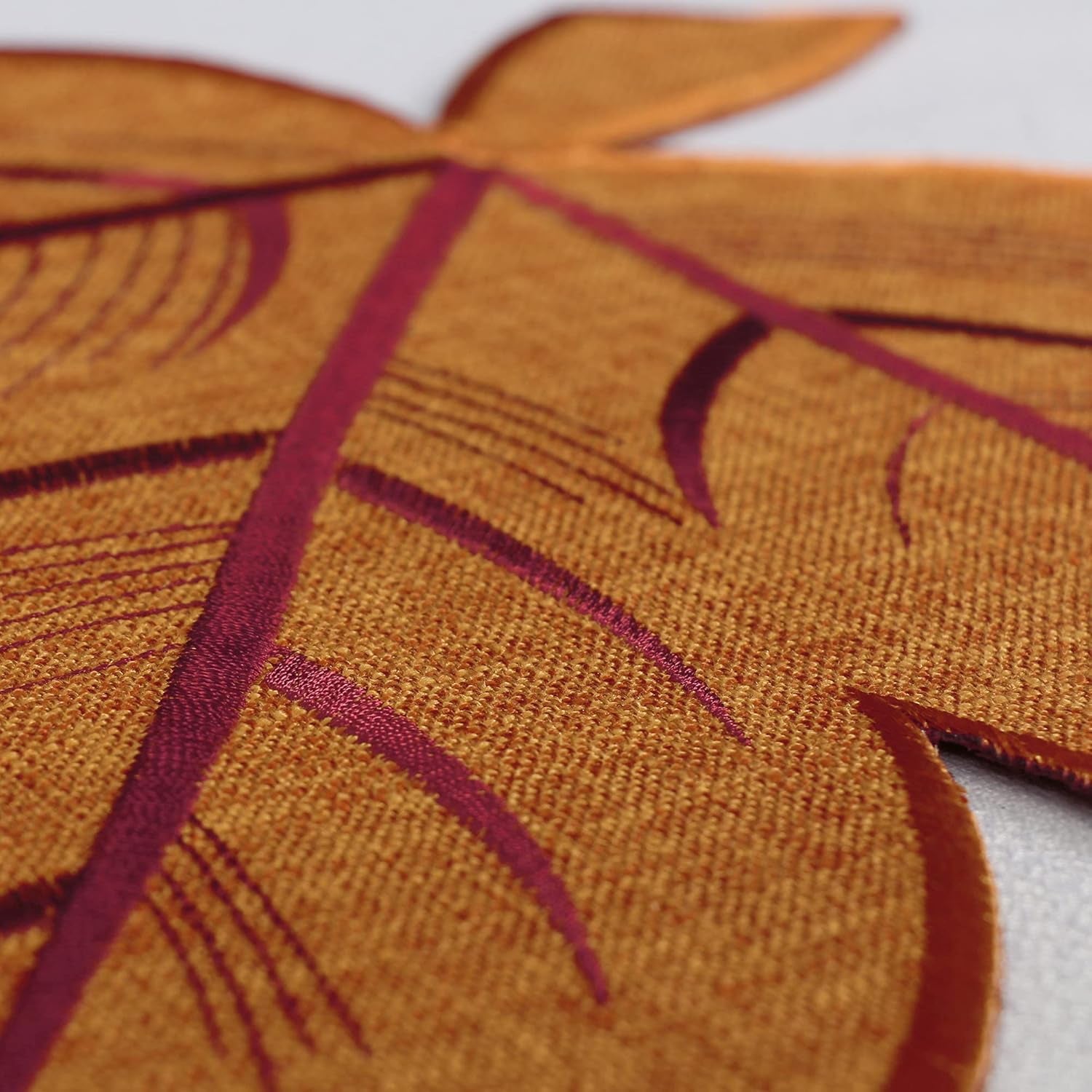 Thanksgiving Leaves Table Runners, Fall Decor for Home, 13 Inch X 36 Inch, Embroidered Harvest Maple Leaf Decoration for Autumn, Farmhouse Centerpieces with Applique Red Green Orange Leaves