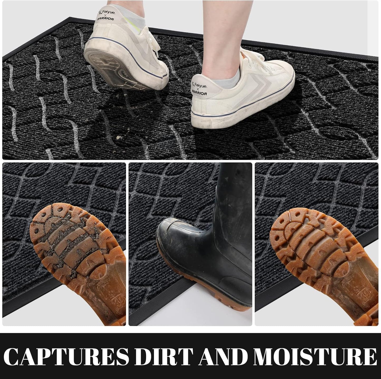 Chenille Bathroom Rug Mat Durable Front Door Mats, Heavy Duty Water Absorbent Mud Resistant Easy Clean Entry Outdoor Indoor Rugs