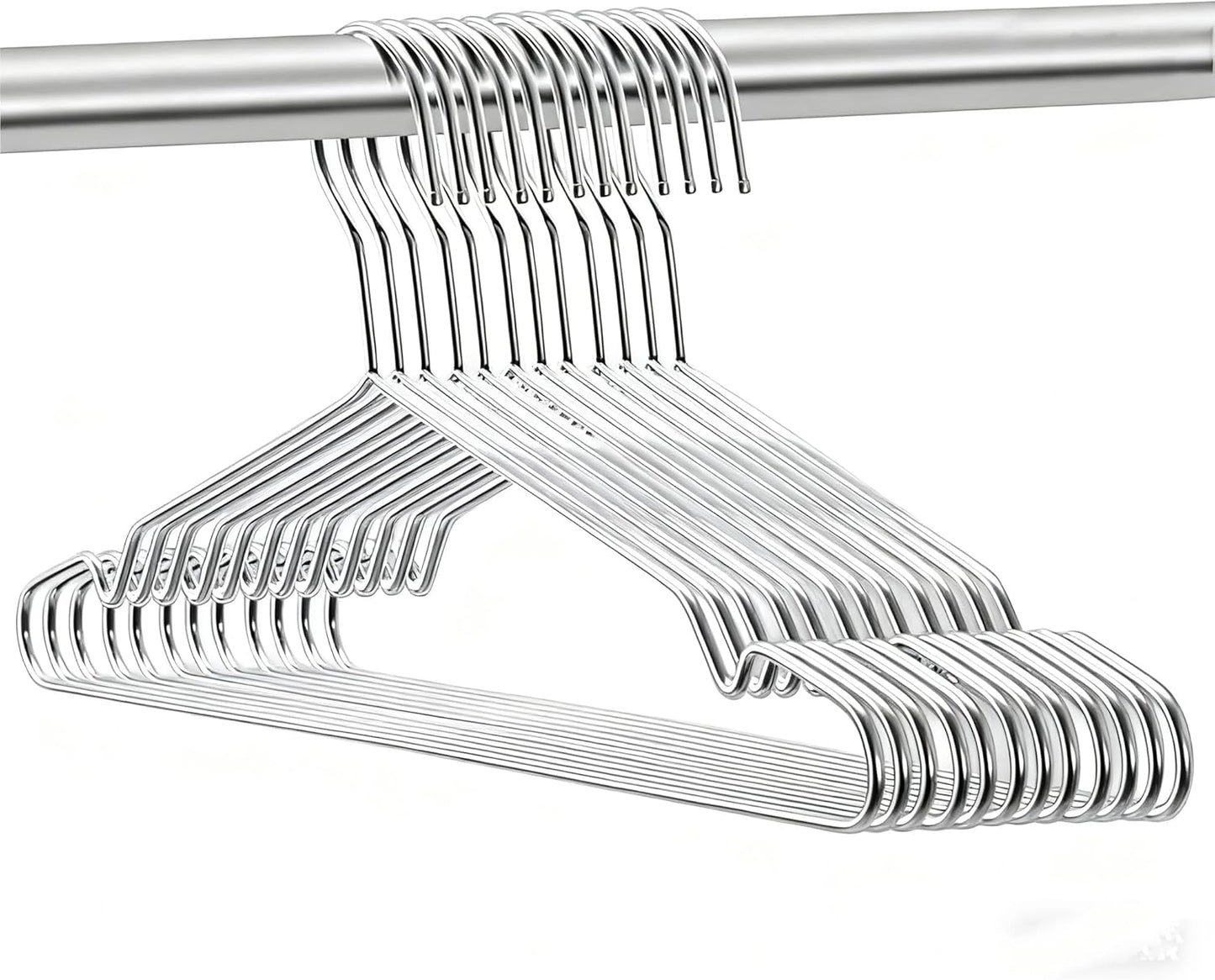 Coat Hangers Clothes 10 Pack Wire Hangers Heavy Duty Stainless Steel Hangers with Non Slip Grooves, 16.5 Inch Ultra Thin Metal Hangers Space Saving Clothing Hanger