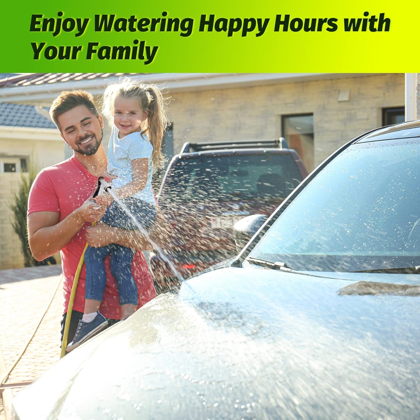 Garden Hose Nozzle, 1 Pack High Pressure Nozzle, Full Size Pistol Grip Water Sprayer with Threaded Front, Adjustable Spray Water Flow for Car Washing, Plants Watering, Pets Showering, Cleaning