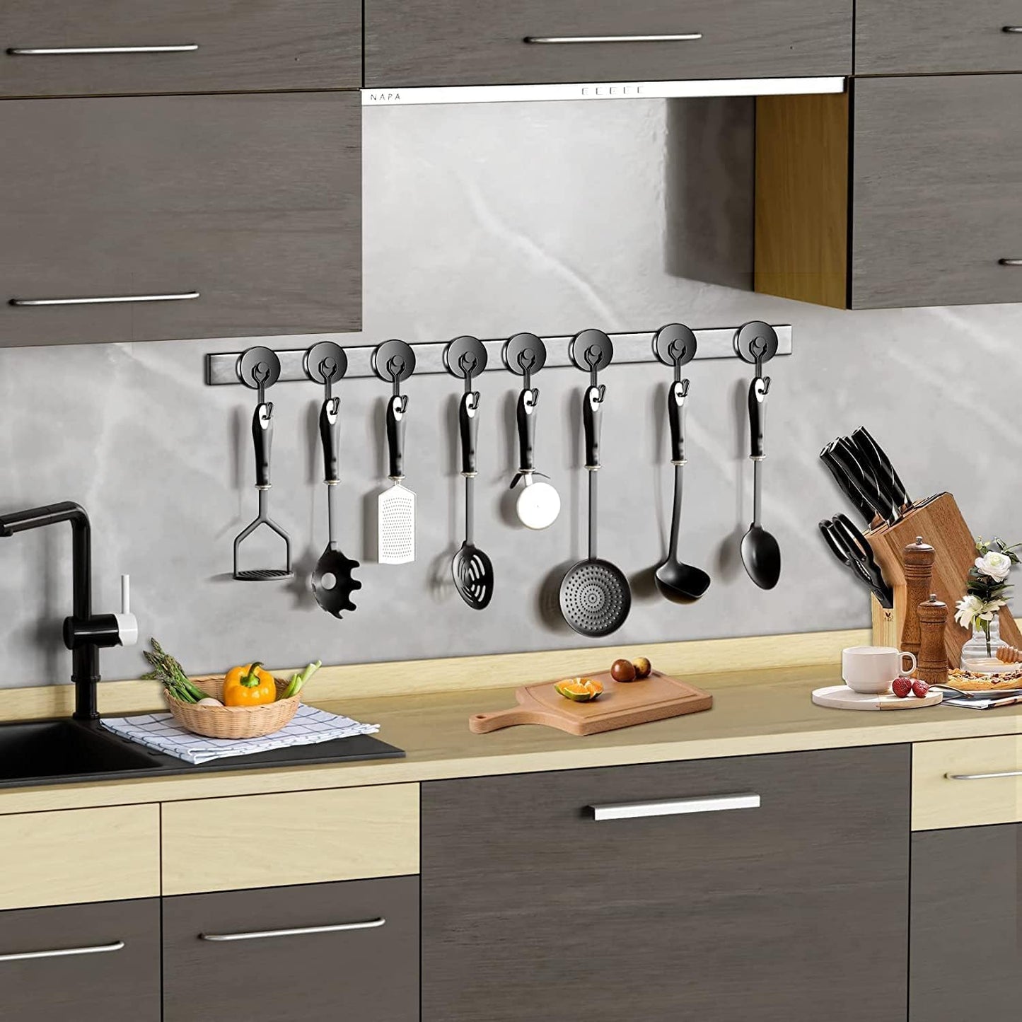 Black Magnetic Hooks, 25LBS Strong Magnetic Hooks Heavy Duty, 4Pack Neodymium Magnet Hooks for Cruise Cabin, Swivel Swing Magnets with Hooks for Refrigerator, Grill, Hanging, Classroom, Garage