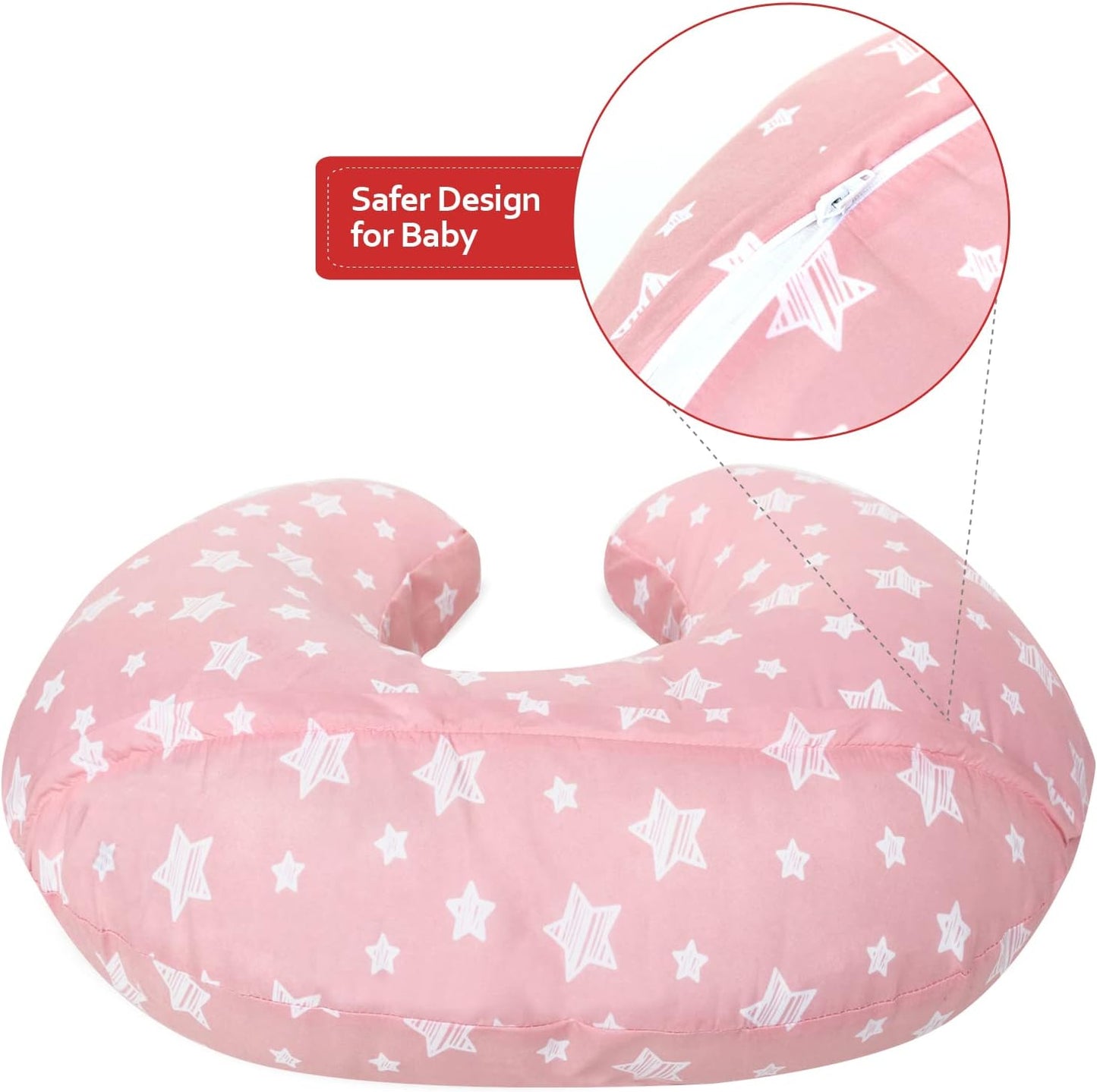 2 Pack Nursing Pillow Cover Grey and Navy for Infant, Snug Fits Boppy Nursing Pillows, Breastfeeding Nursing Pillow Slipcovers Super Soft, for Breastfeeding Moms, Pink & Gray Star