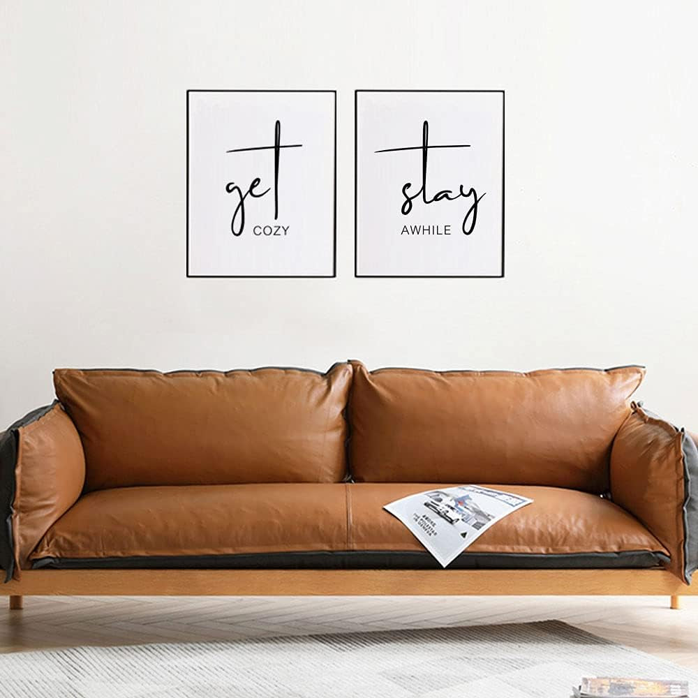 Get Cozy Stay Awhile Guest Room Wall Decor Set of 2 Prints Guest Room Wall Art Stay Awhile Signs Art Prints UNFRAMED 11X14Inch