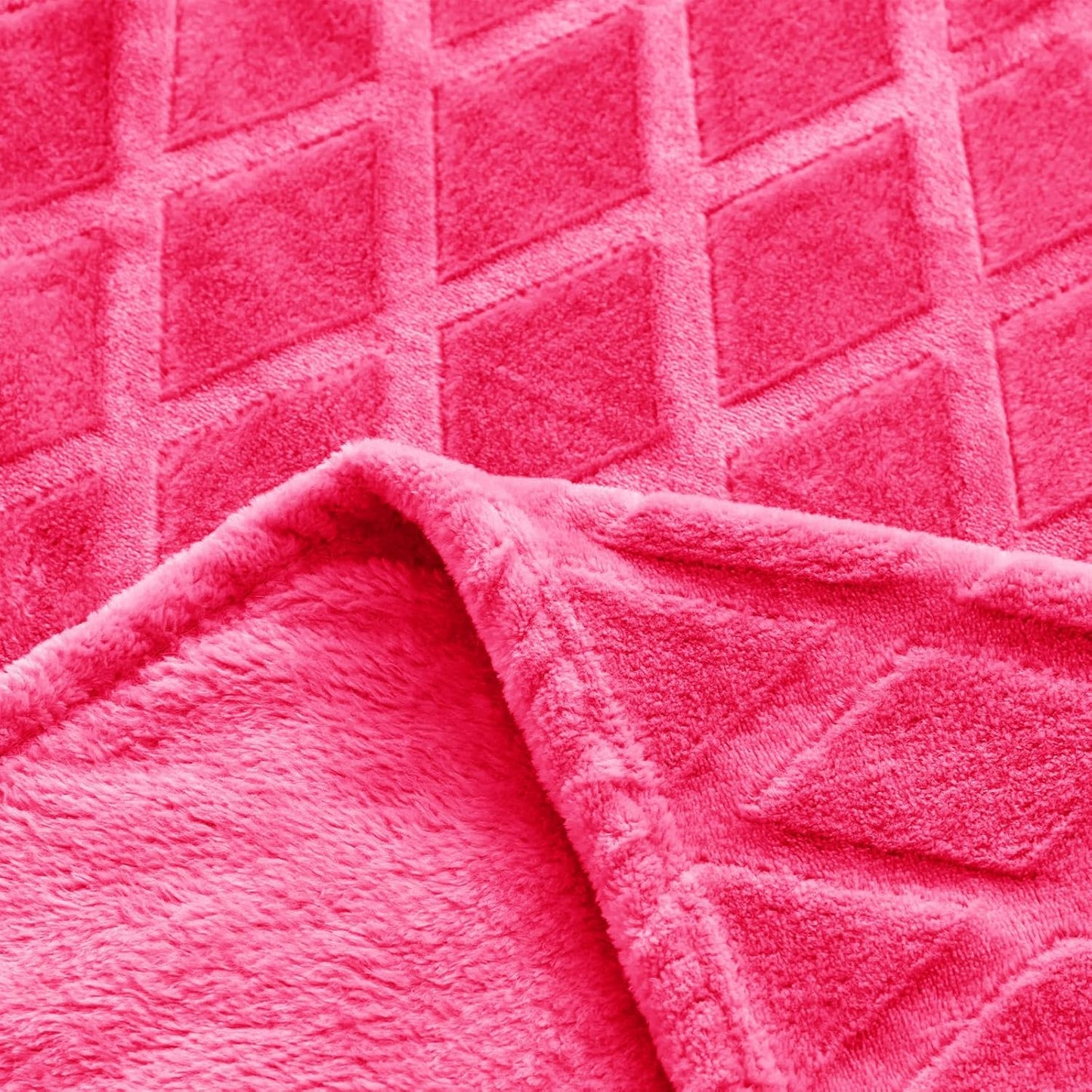 Lightweight Fleece Throw Blanket in Soft Hot Pink with Decorative Pattern, Ideal for Couch and Sofa Bed, 50x70 Inches, All-Season Use