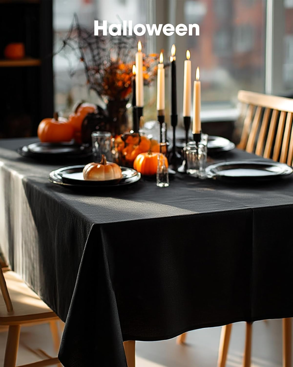 Rectangle Table Cloth 60" X 84" – Durable Polyester Tablecloth Offers Reusable & Washable Protection, Ideal for Outdoor Party, Picnic, Wedding, Banquet and Birthday, 1 Pack, Black