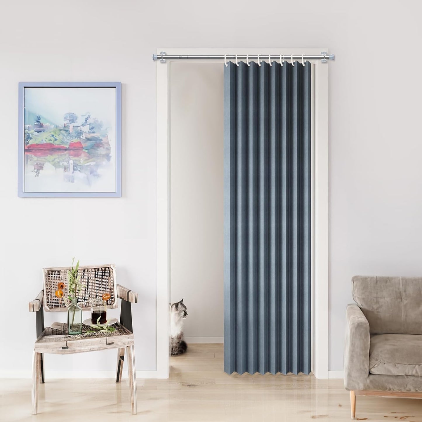 1PCS Silver Tension Curtain Rod 18-36 Inch Adjustable Curtain Rod No Drilling Tension Rods Small Tension Rod Spring Tension Curtain Rods, for Windows, Door and Closet. (With One Set Rod Holders)