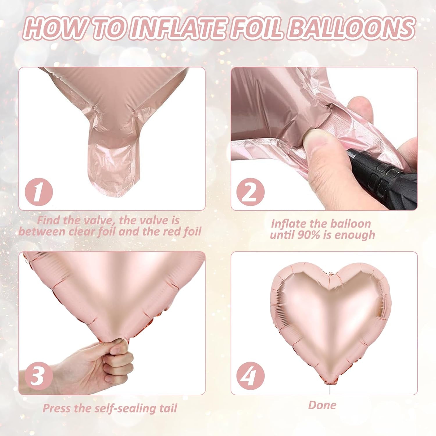 Happy Galentines Day Balloons Decorations, 16" Rose Gold 'HAPPY GALENTINES' Letters & Heart Shaped Balloons, Pink Valentines Day Party Supplies