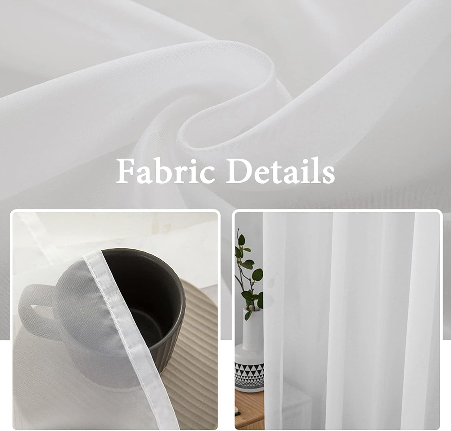2 Panels Solid Color White Sheer Window Curtains Elegant Window Voile Panels/Drapes/Treatment for Bedroom Living Room (54 X 84 Inches White)
