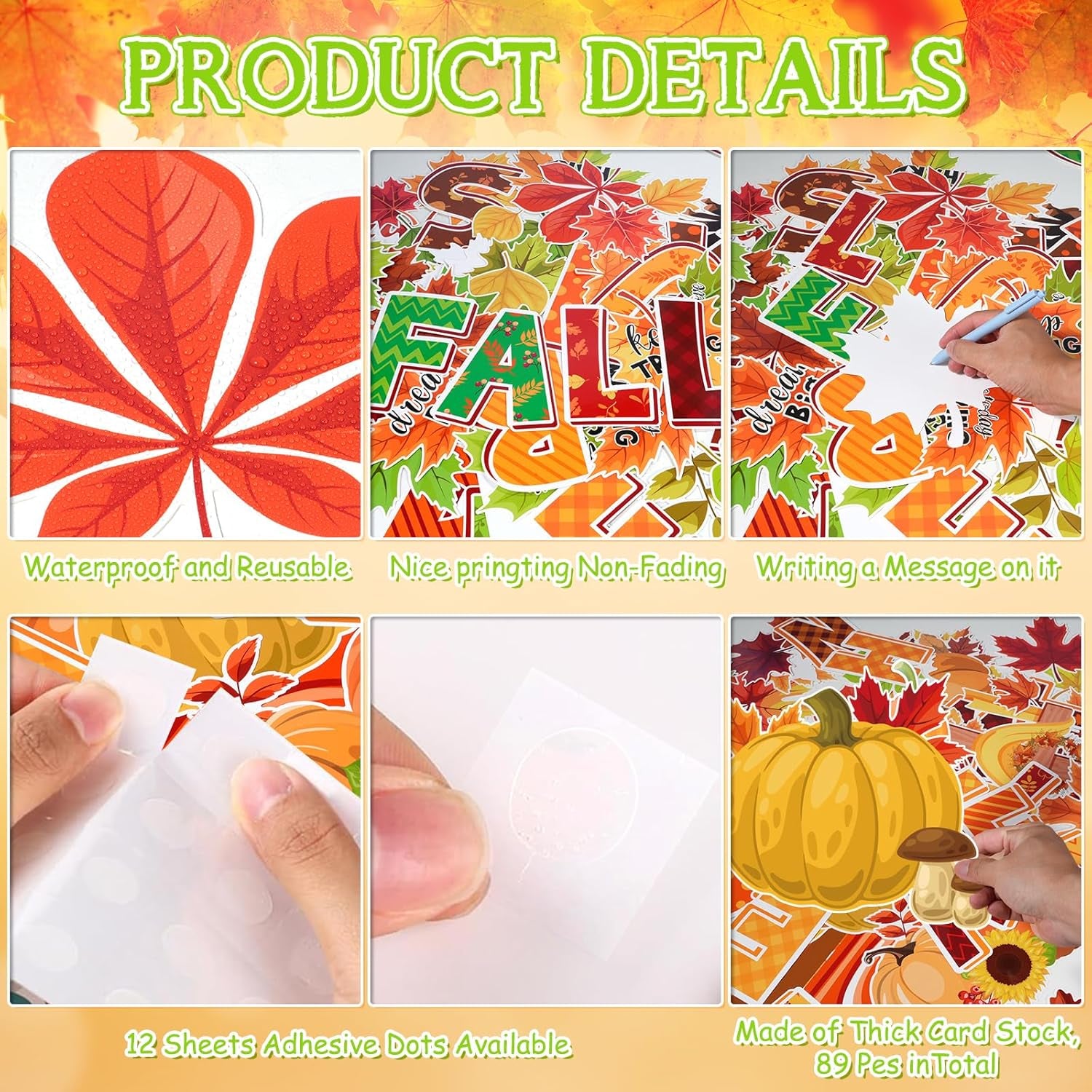 89Pcs Fall in Love with Learning Bulletin Board Decorations Set Fall Tree Pumpkin Maple Leaves Cutouts with Glue Points for Thanksgiving Autumn Home School Classroom Wall Chalkboard Decor